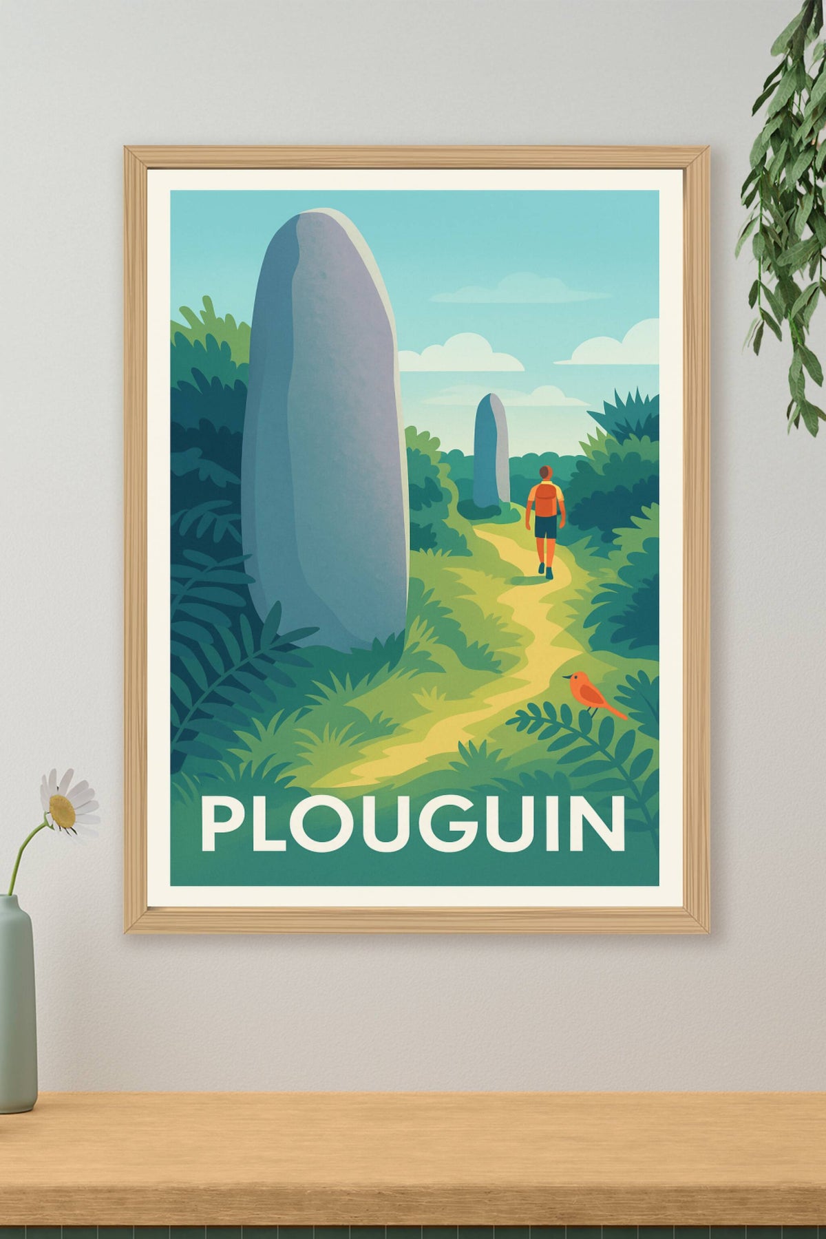 Affiche Plouguin — Balade entre les menhirs mystérieux · poster d'art de Plouguin