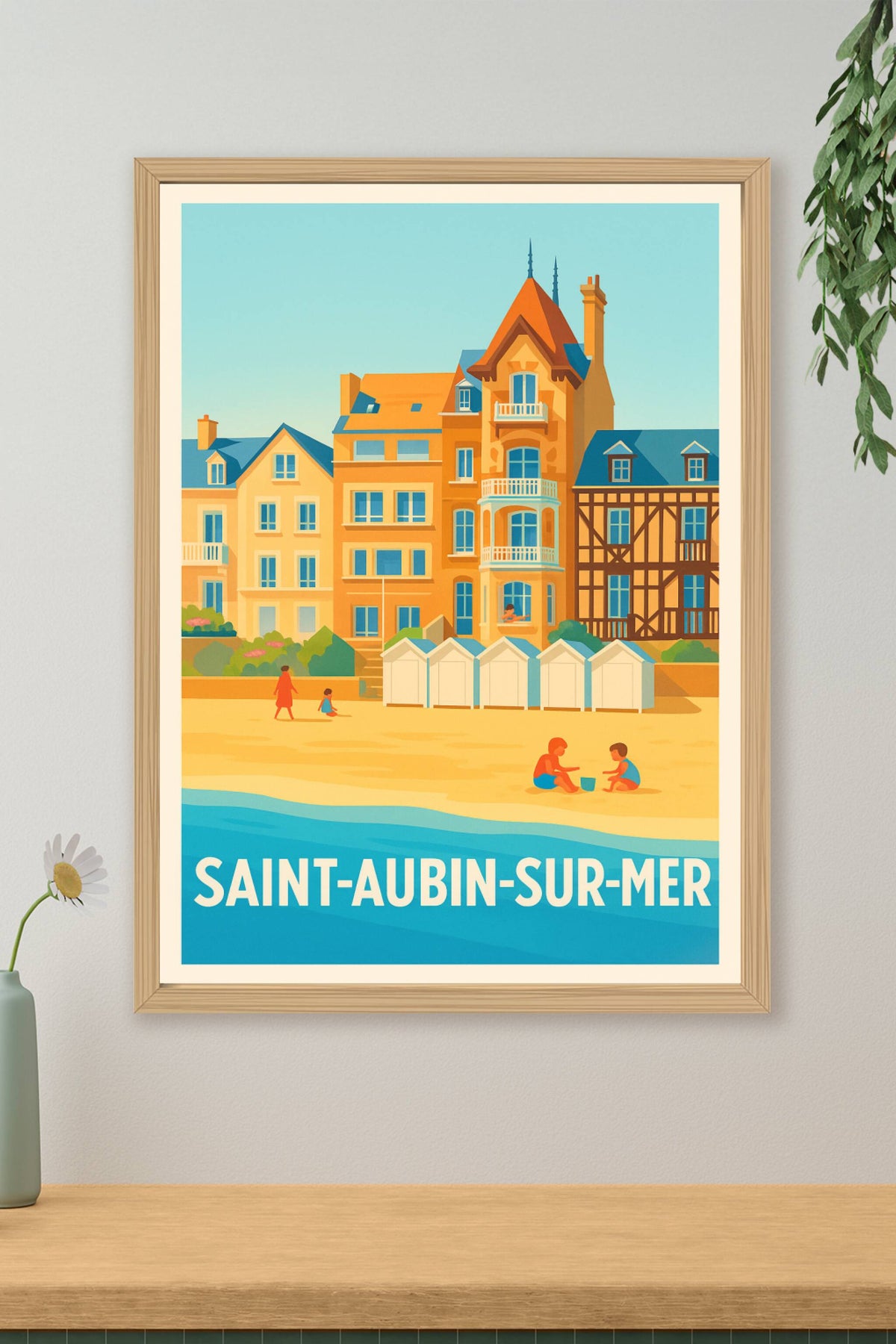 Affiche Saint-Aubin-sur-Mer — Charme balnéaire et douceur de vivre · poster d'art de Saint-Aubin-sur-Mer