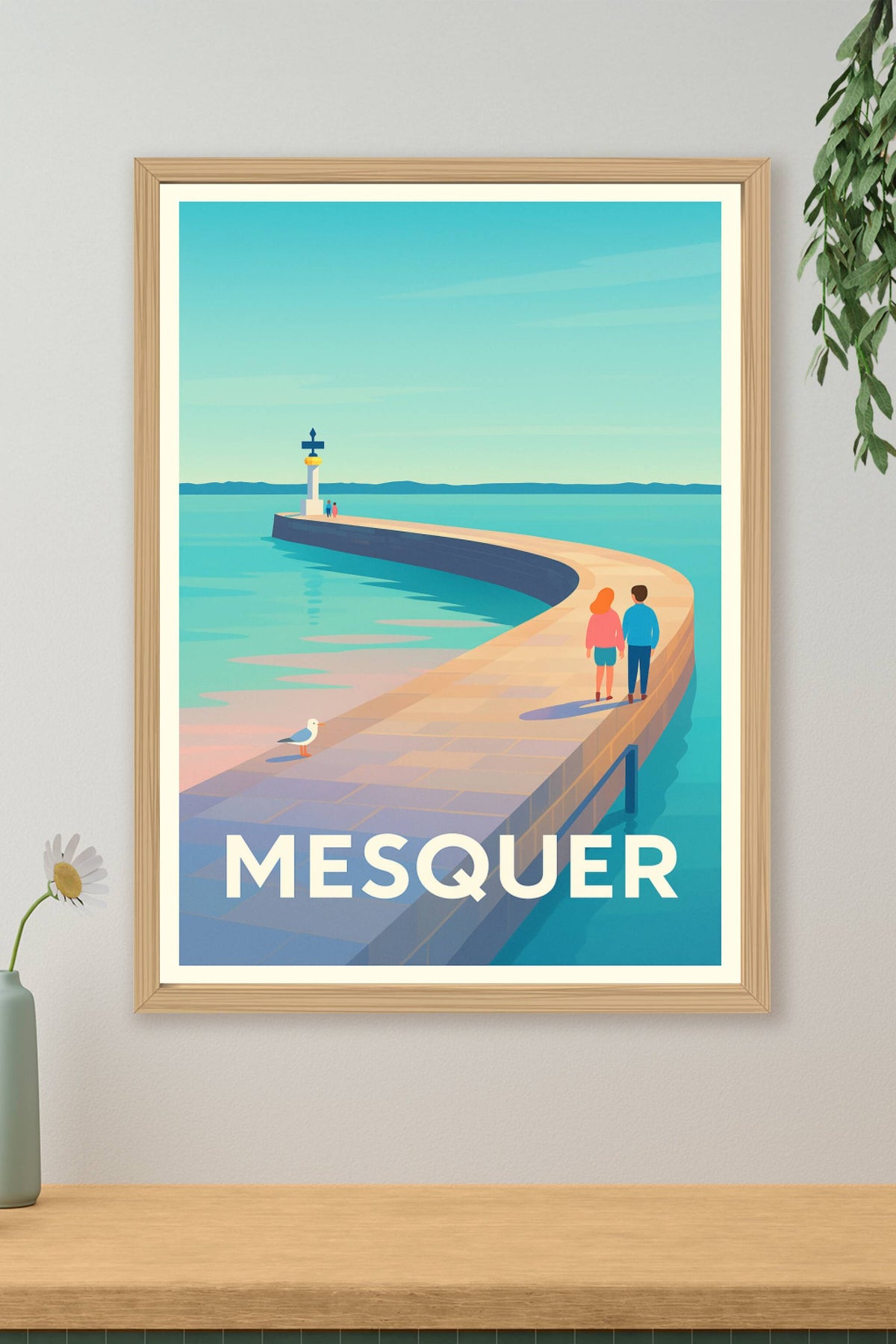 Affiche Mesquer — Promenade au bord de l'océan · poster d'art de Mesquer