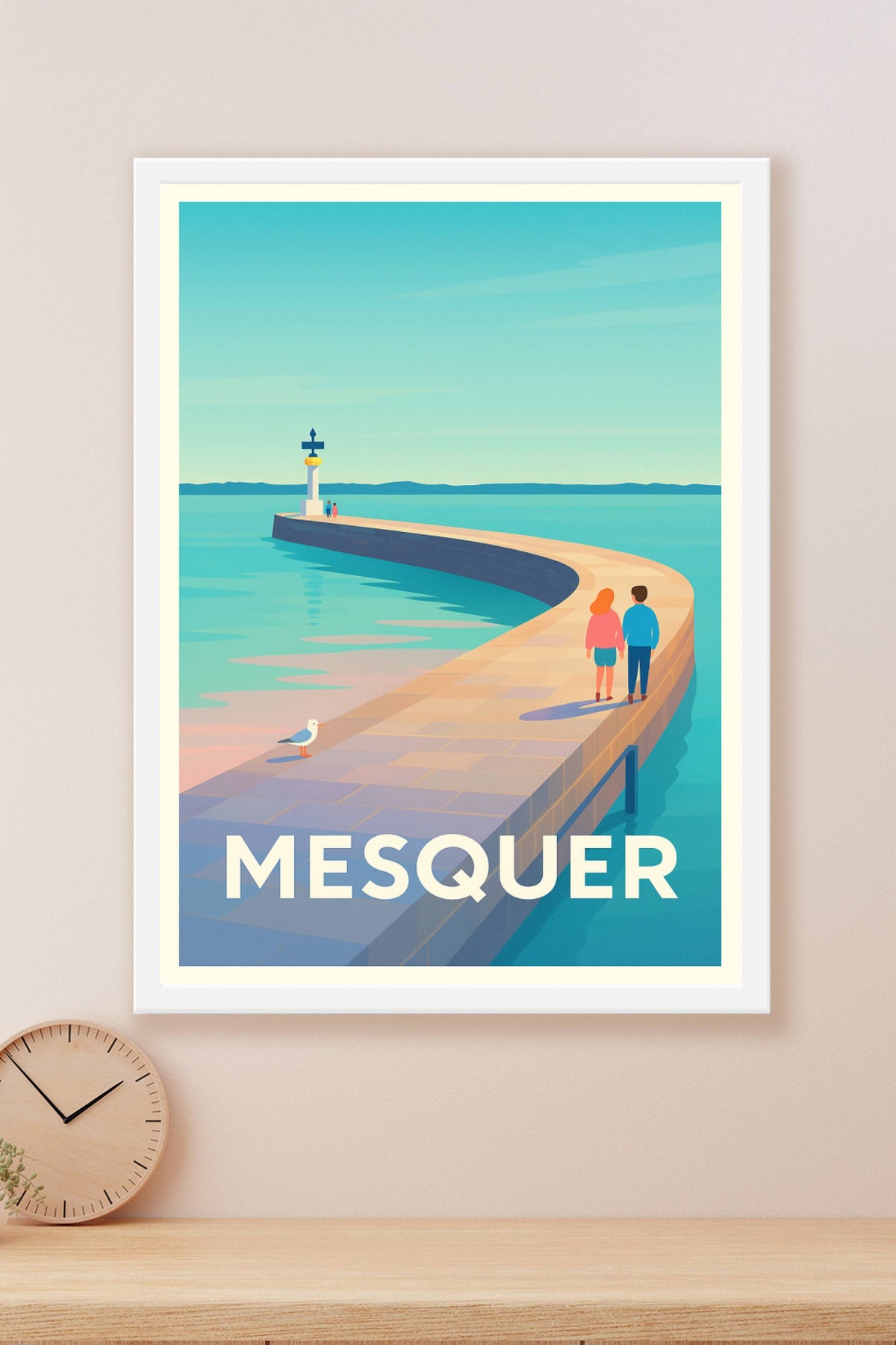 Affiche Mesquer — Promenade au bord de l'océan · poster d'art de Mesquer