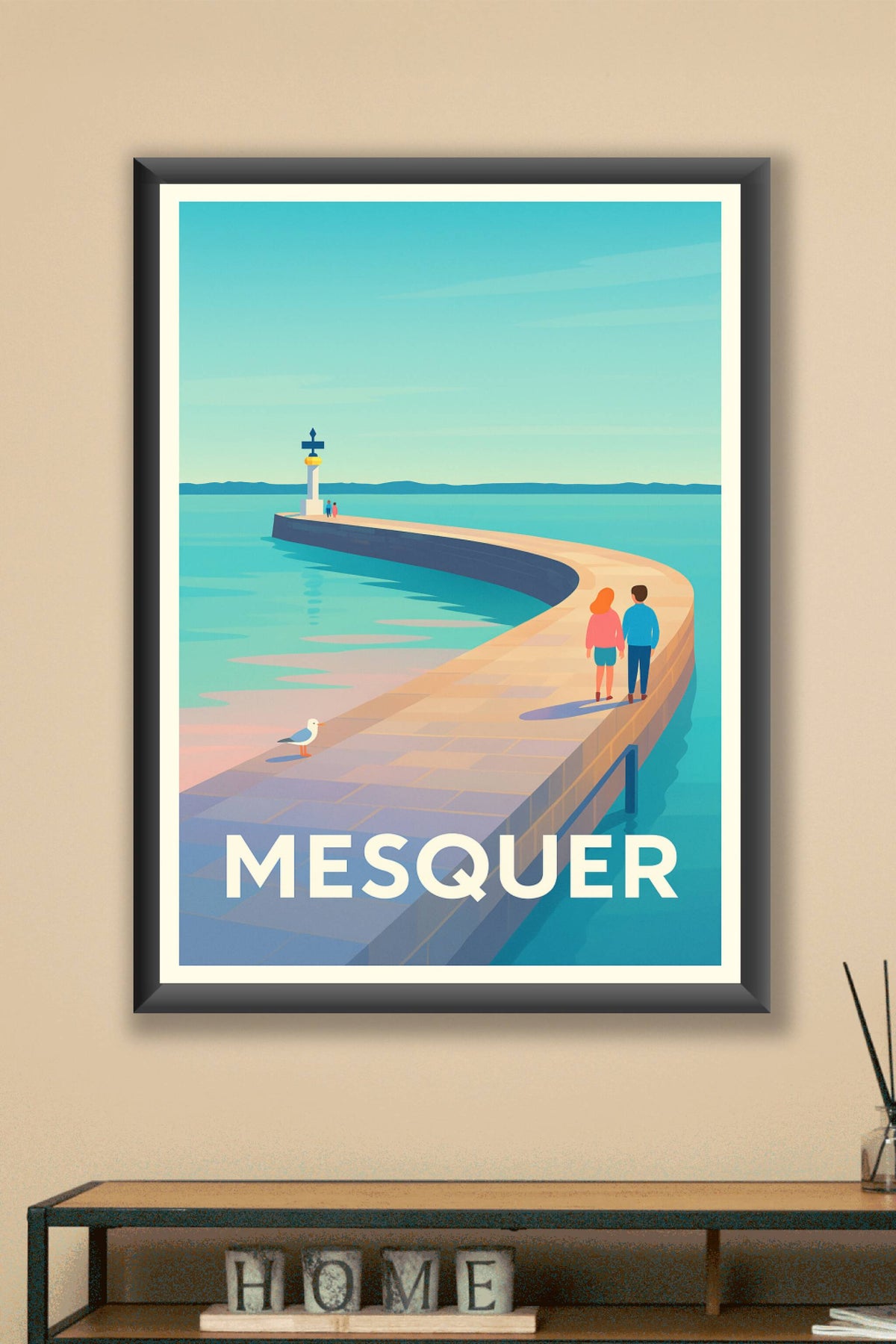 Affiche Mesquer — Promenade au bord de l'océan · poster d'art de Mesquer