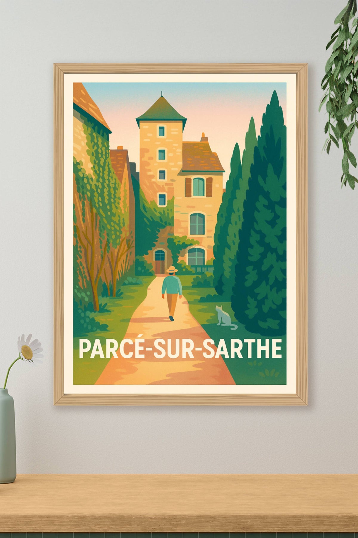Affiche Parcé-sur-Sarthe — Promenade en douceur au cœur de la ville · poster d'art de Parcé-sur-Sarthe