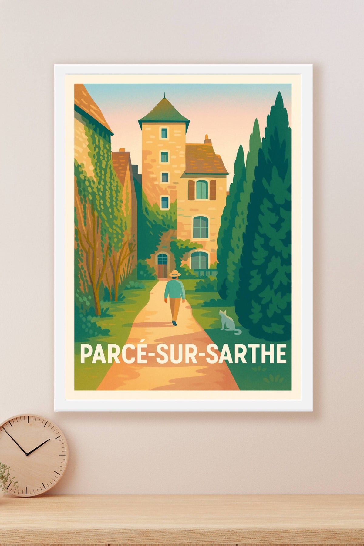 Affiche Parcé-sur-Sarthe — Promenade en douceur au cœur de la ville · poster d'art de Parcé-sur-Sarthe