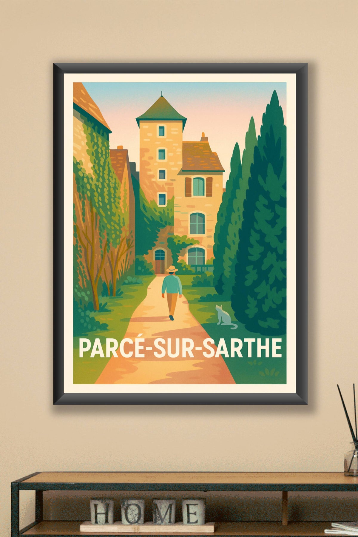 Affiche Parcé-sur-Sarthe — Promenade en douceur au cœur de la ville · poster d'art de Parcé-sur-Sarthe