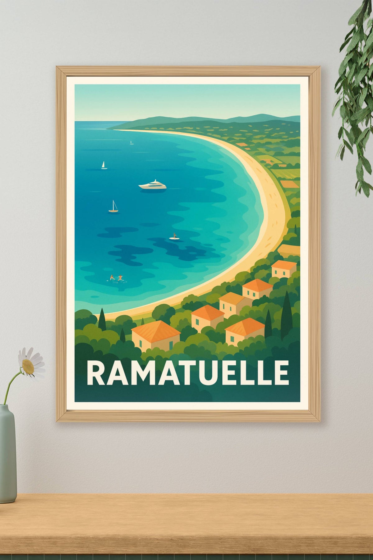 Affiche Ramatuelle — Évasion ensoleillée sur la côte d'azur · poster d'art de Ramatuelle
