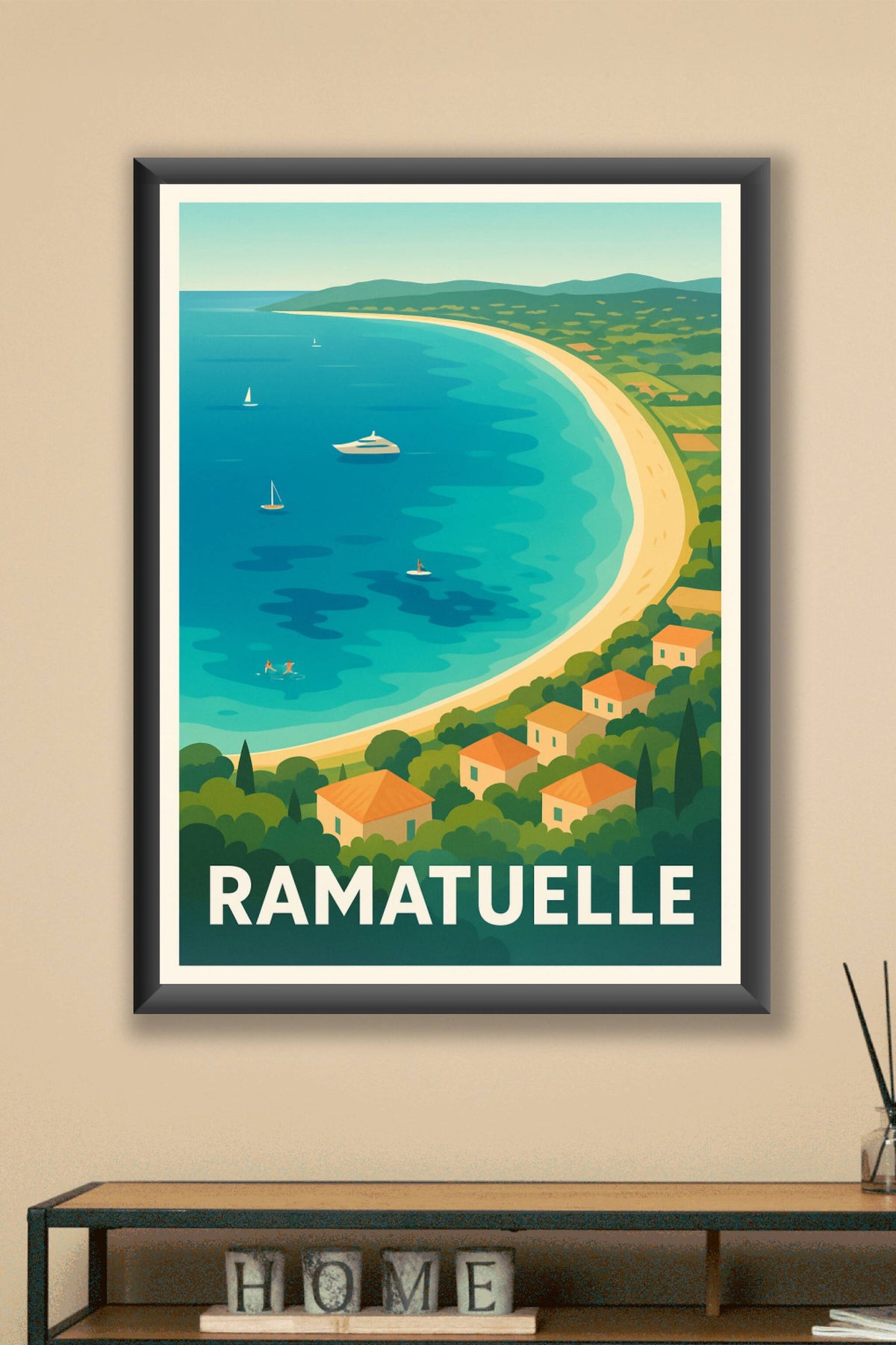 Affiche Ramatuelle — Évasion ensoleillée sur la côte d'azur · poster d'art de Ramatuelle