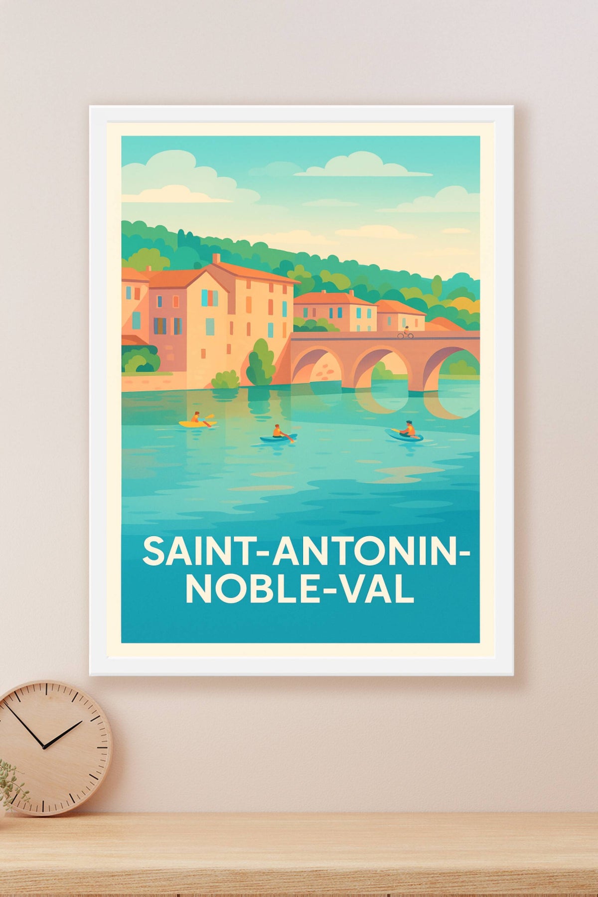 Affiche Saint-Antonin-Noble-Val — Charme et douceur d'une rivière paisible · poster d'art de Saint-Antonin-Noble-Val