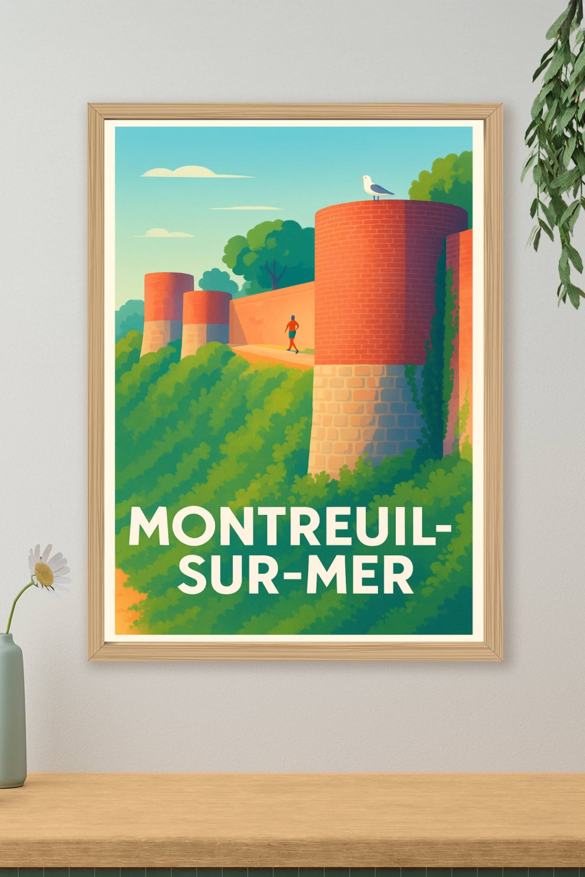 Affiche Montreuil-sur-Mer — Charme et nature au fil des remparts · poster d'art de Montreuil-sur-Mer