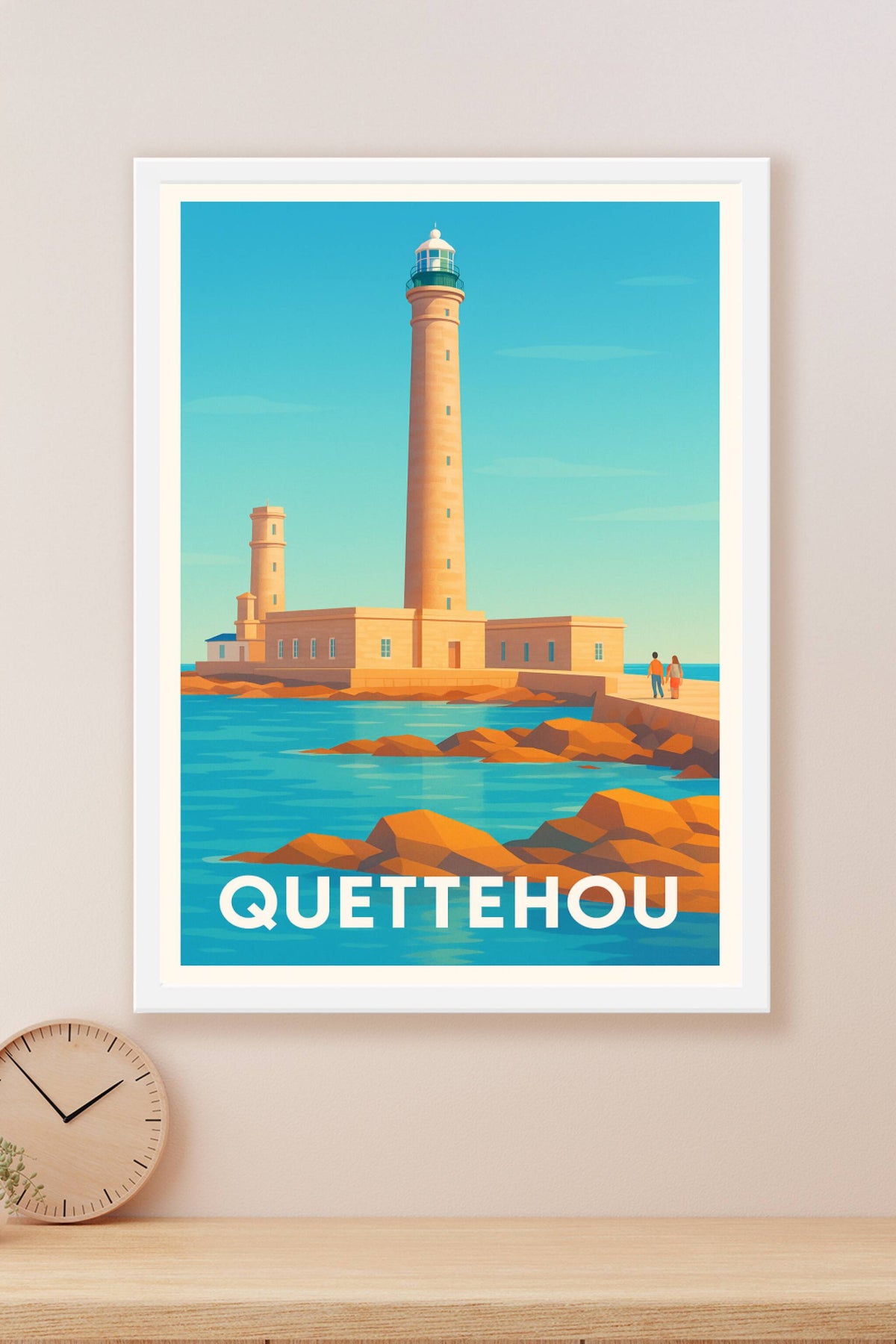 Affiche Quettehou — Flânerie au phare emblématique · poster d'art de Quettehou