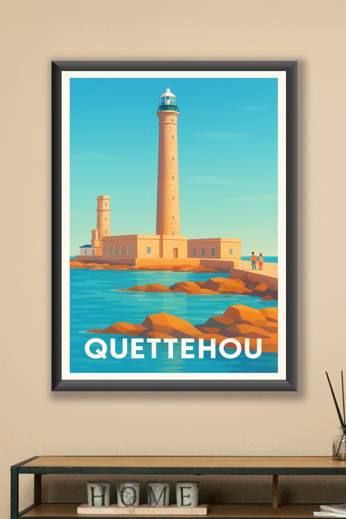 Affiche Quettehou — Flânerie au phare emblématique · poster d'art de Quettehou