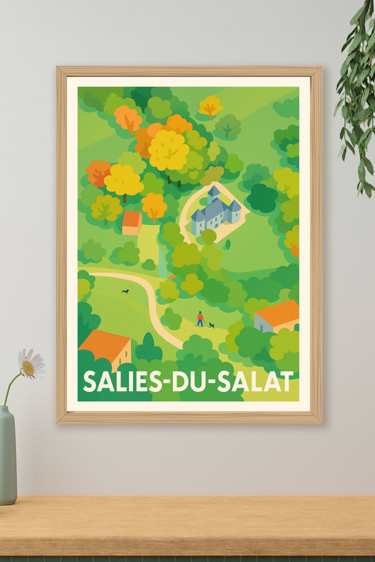 Affiche Salies-du-Salat — Havre de verdure et sérénité · poster d'art de Salies-du-Salat