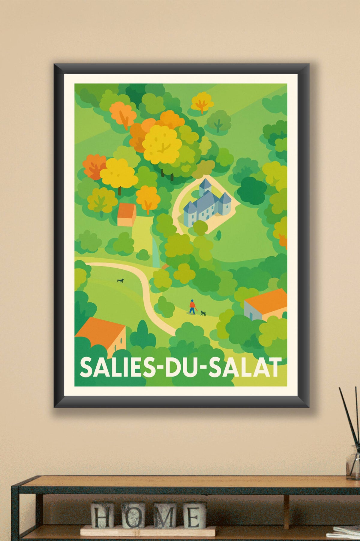 Affiche Salies-du-Salat — Havre de verdure et sérénité · poster d'art de Salies-du-Salat