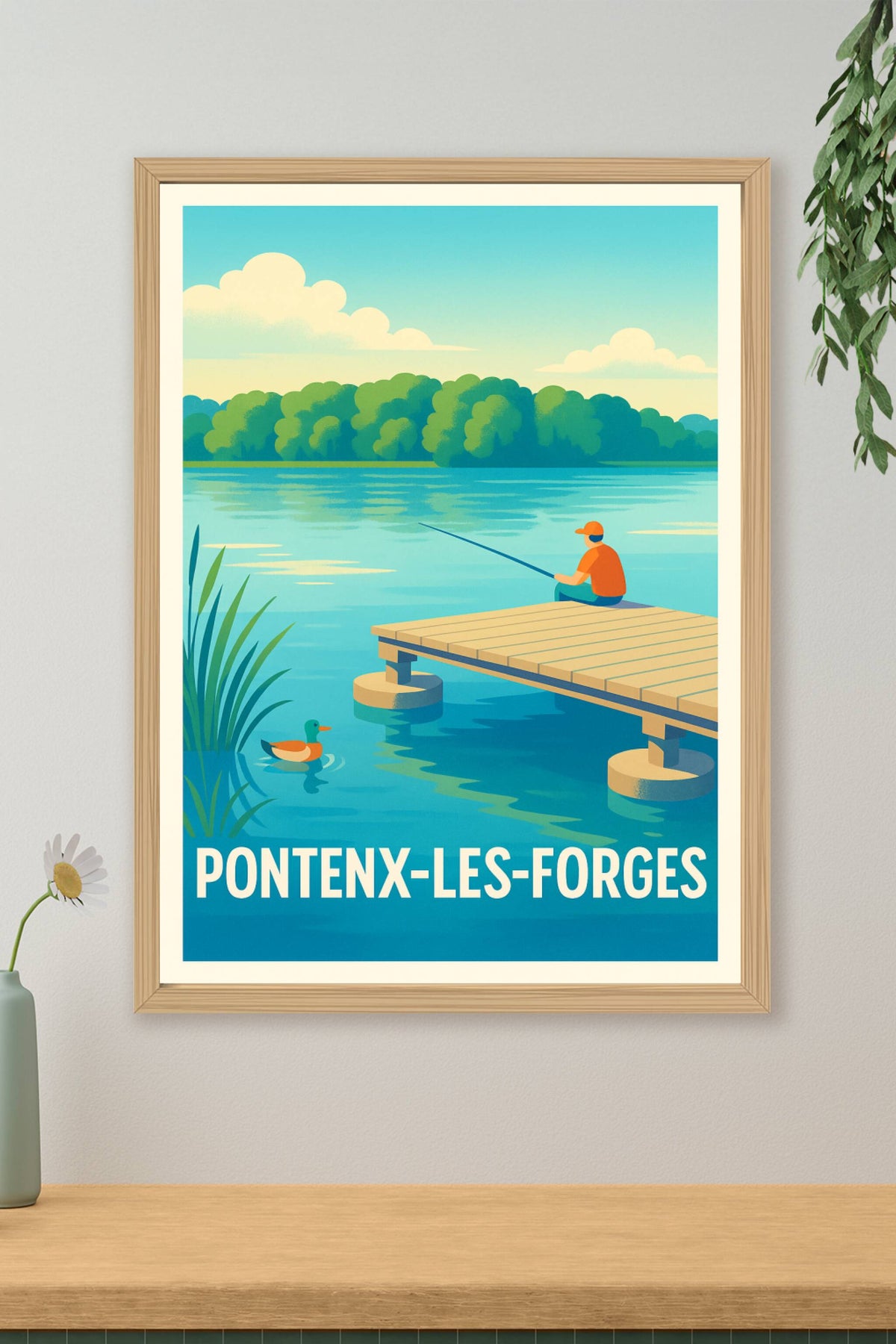 Affiche Pontenx-les-Forges — Sérénité au bord de l'eau · poster d'art de Pontenx-les-Forges
