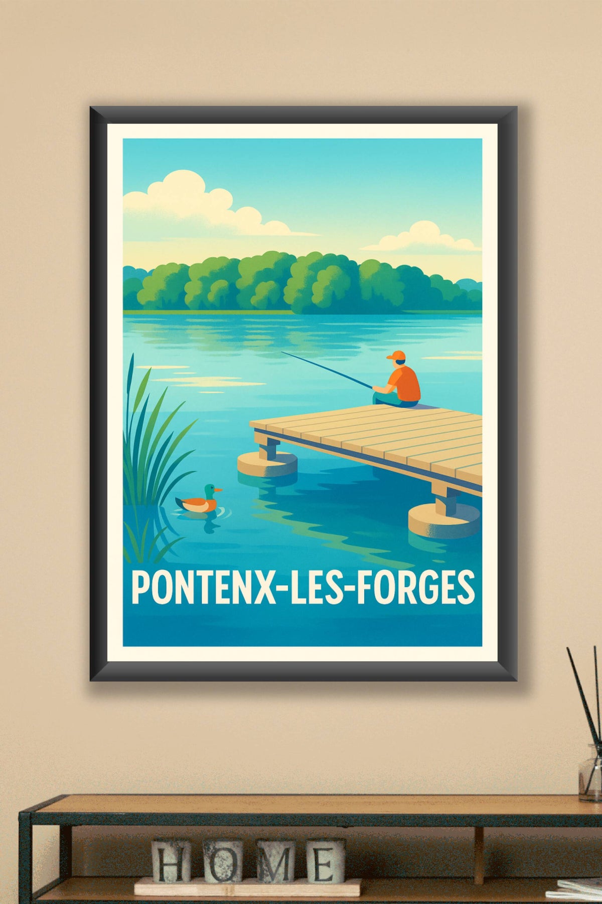 Affiche Pontenx-les-Forges — Sérénité au bord de l'eau · poster d'art de Pontenx-les-Forges