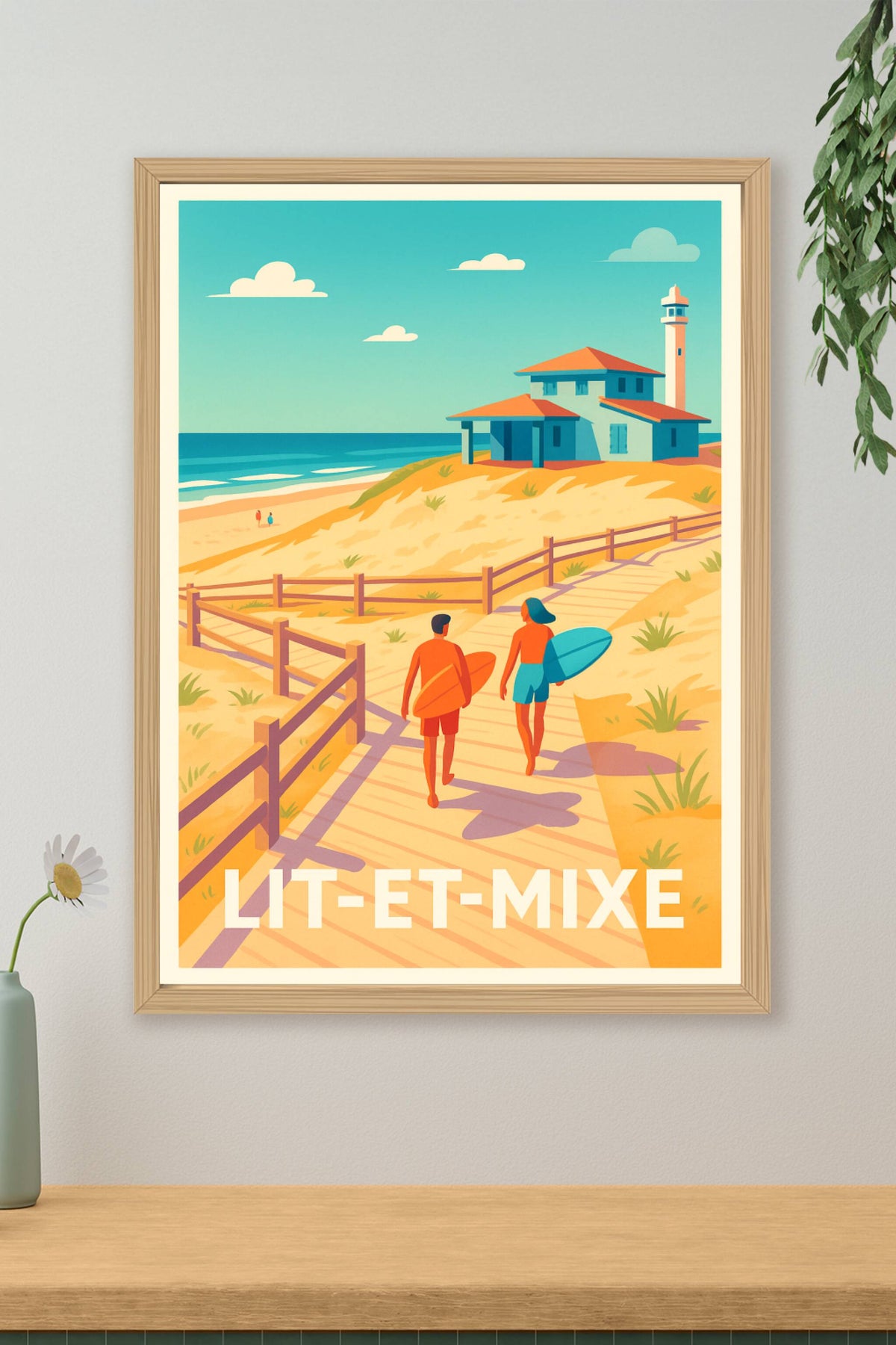 Affiche Lit-et-Mixe — Escapade Surf et Plage · poster d'art de Lit-et-Mixe