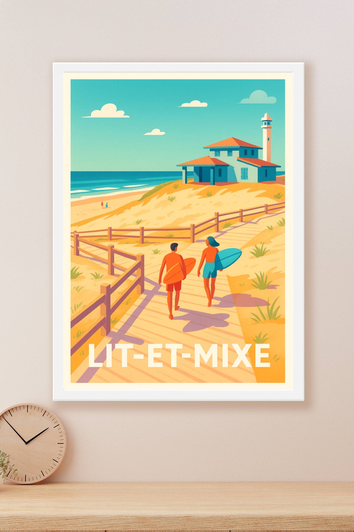 Affiche Lit-et-Mixe — Escapade Surf et Plage · poster d'art de Lit-et-Mixe
