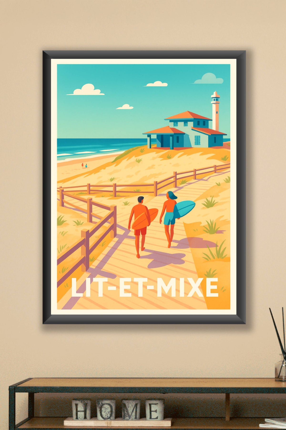 Affiche Lit-et-Mixe — Escapade Surf et Plage · poster d'art de Lit-et-Mixe