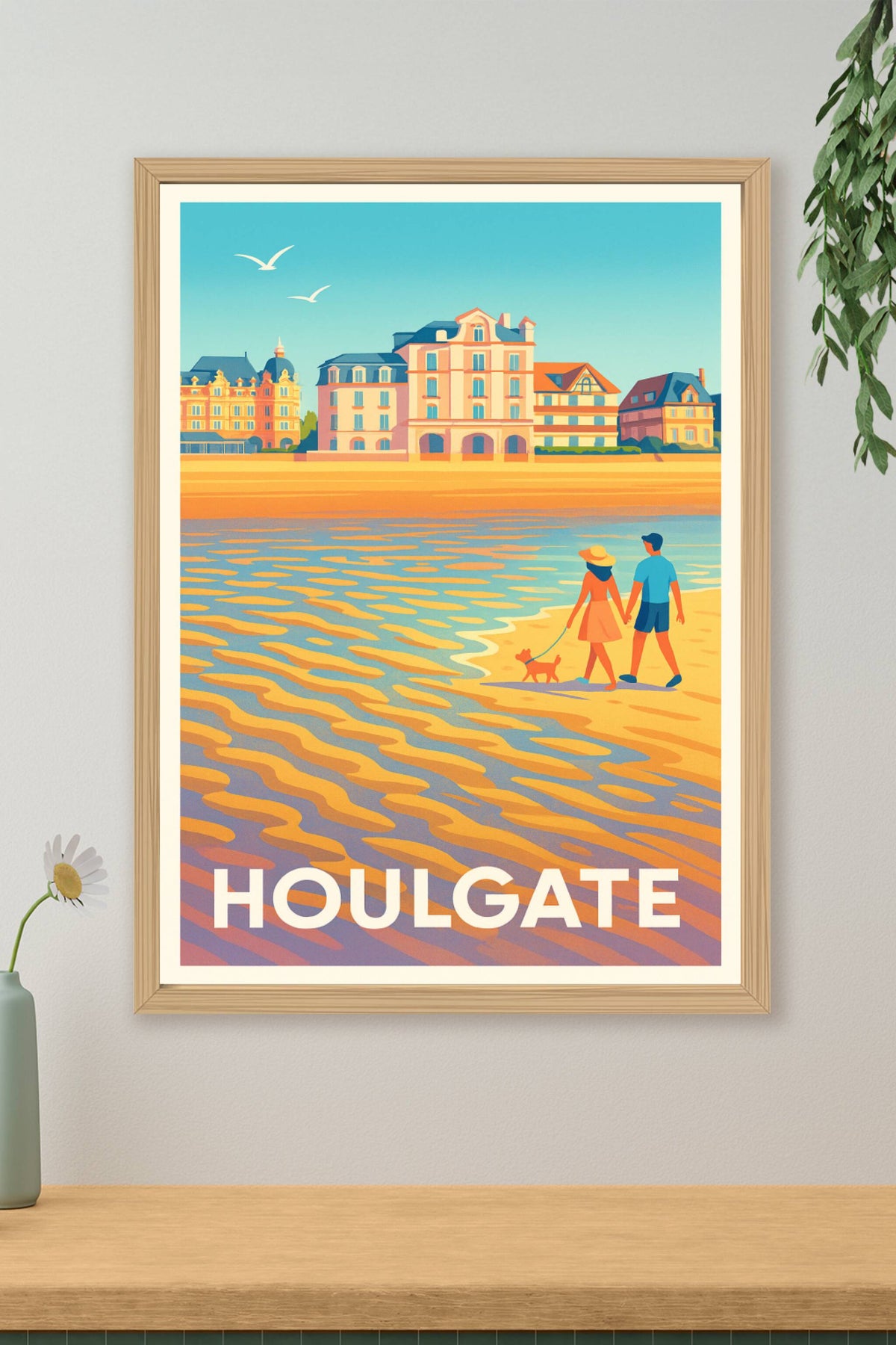 Affiche Houlgate — Promenade au bord de la mer · poster d'art de Houlgate