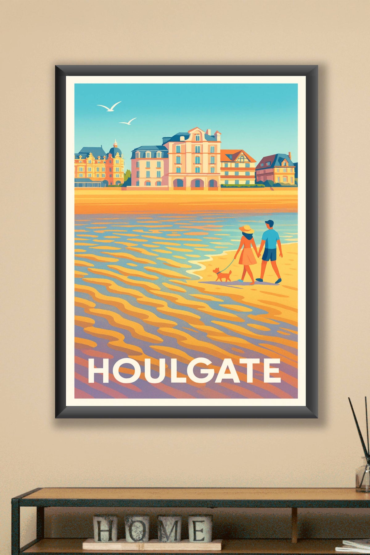 Affiche Houlgate — Promenade au bord de la mer · poster d'art de Houlgate