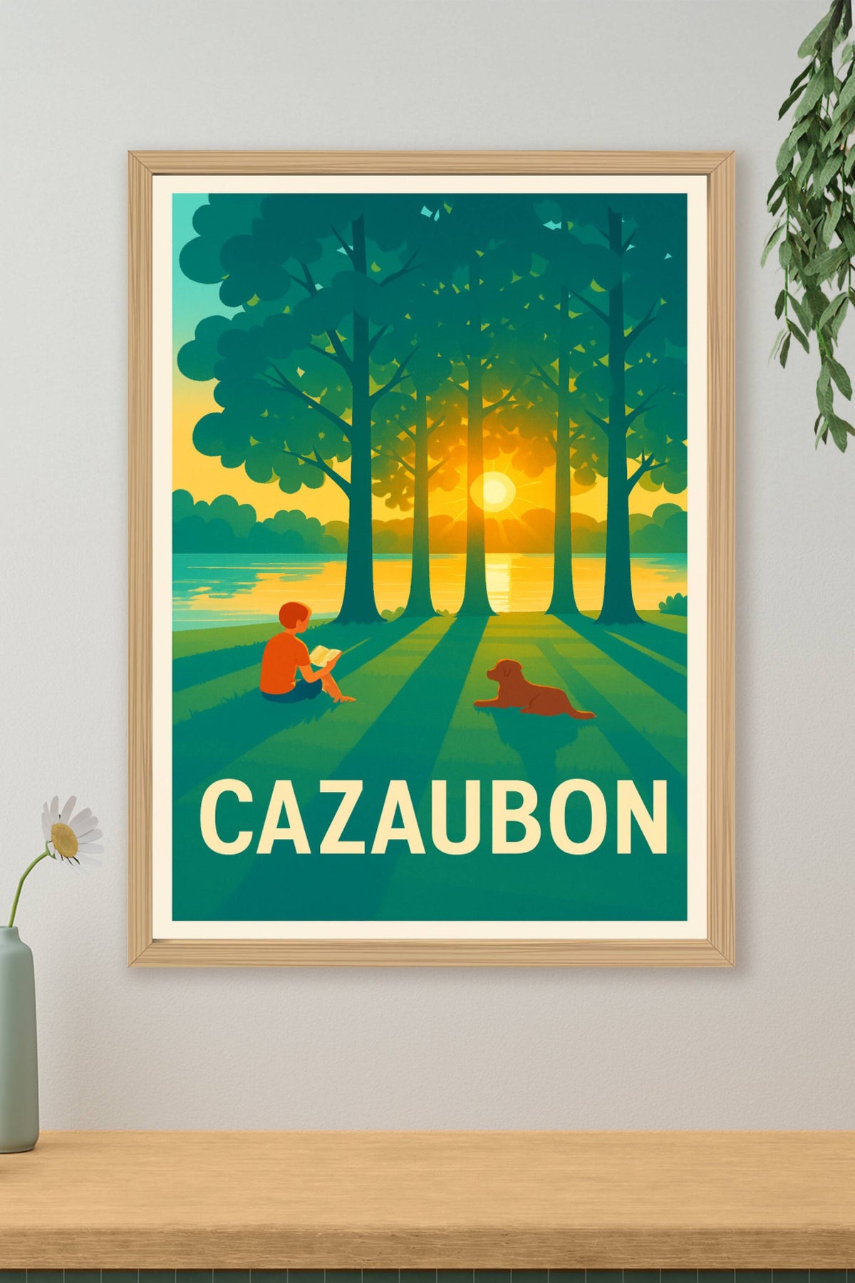 Affiche Cazaubon — Sérénité au coucher du soleil · poster d'art de Cazaubon