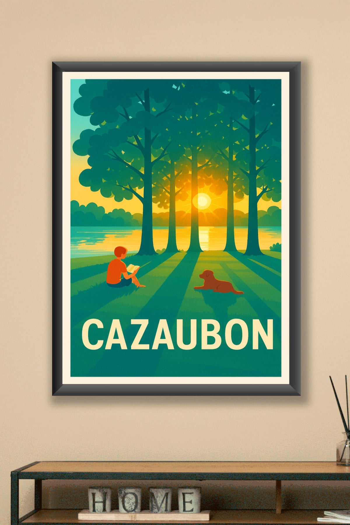Affiche Cazaubon — Sérénité au coucher du soleil · poster d'art de Cazaubon