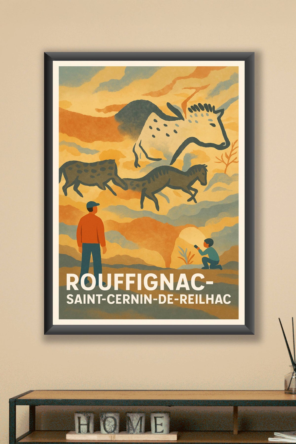 Affiche Rouffignac-Saint-Cernin-de-Reilhac — Voyage préhistorique en images · poster d'art de Rouffignac-Saint-Cernin-de-Reilhac