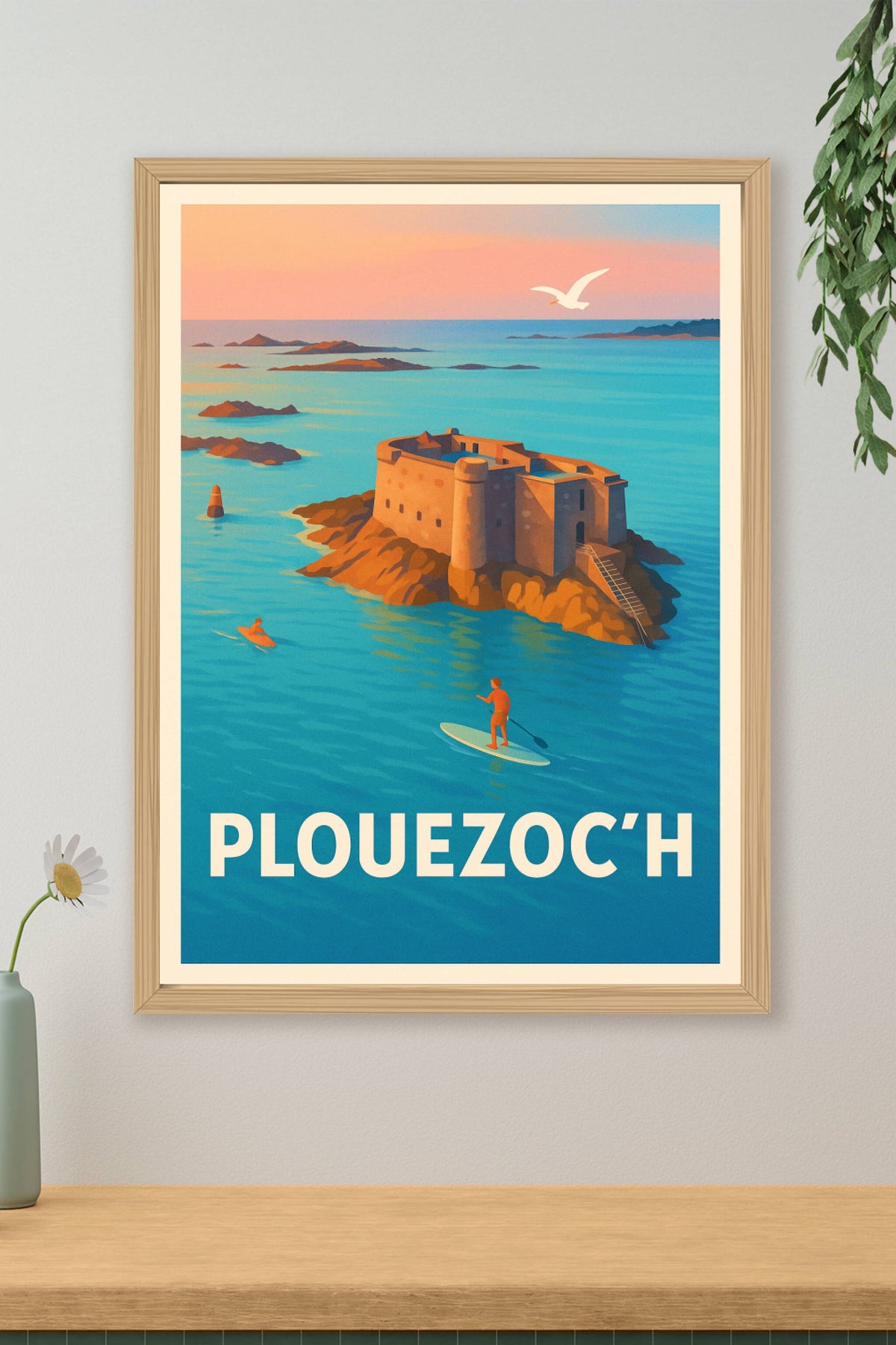 Affiche Plouezoc'h — Évasion marine et patrimoine breton · poster d'art de Plouezoc'h