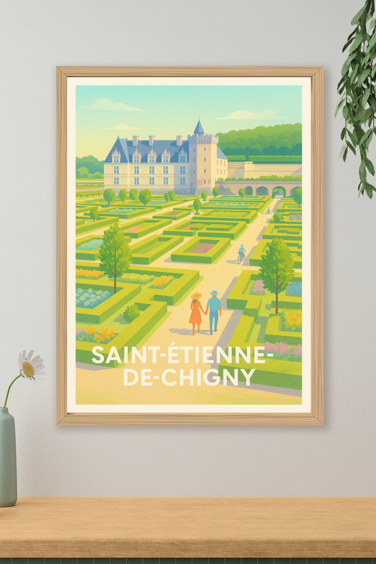Affiche Saint-Étienne-de-Chigny — Promenade au cœur des jardins à la française · poster d'art de Saint-Étienne-de-Chigny