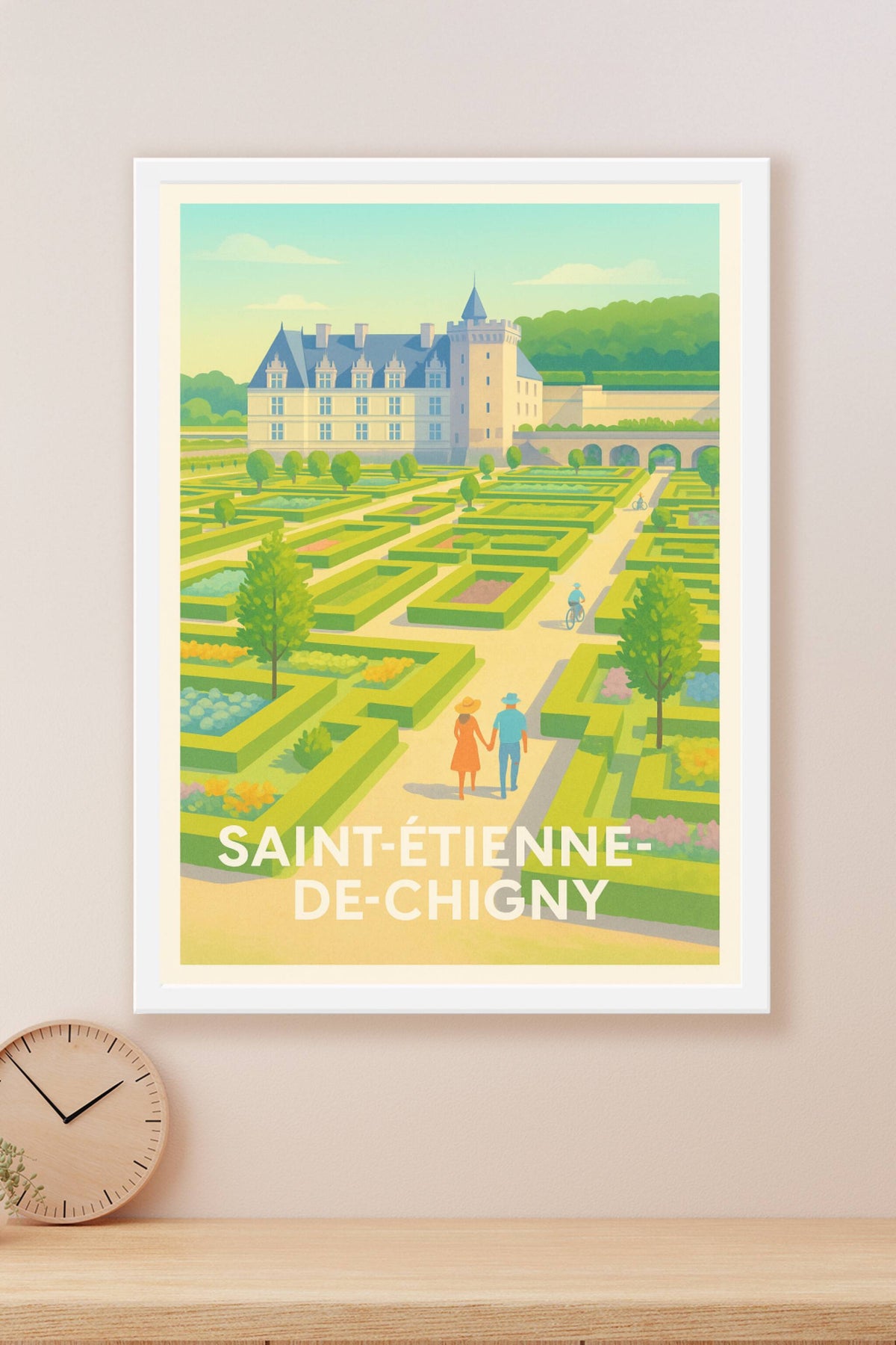 Affiche Saint-Étienne-de-Chigny — Promenade au cœur des jardins à la française · poster d'art de Saint-Étienne-de-Chigny