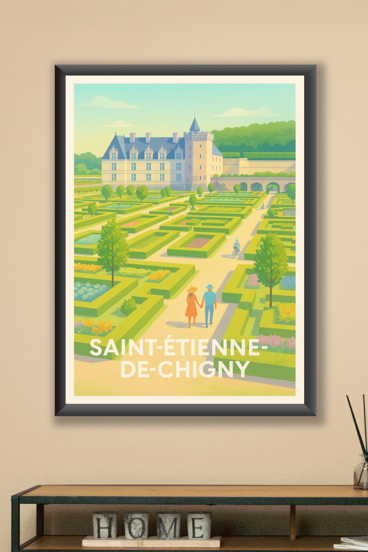 Affiche Saint-Étienne-de-Chigny — Promenade au cœur des jardins à la française · poster d'art de Saint-Étienne-de-Chigny