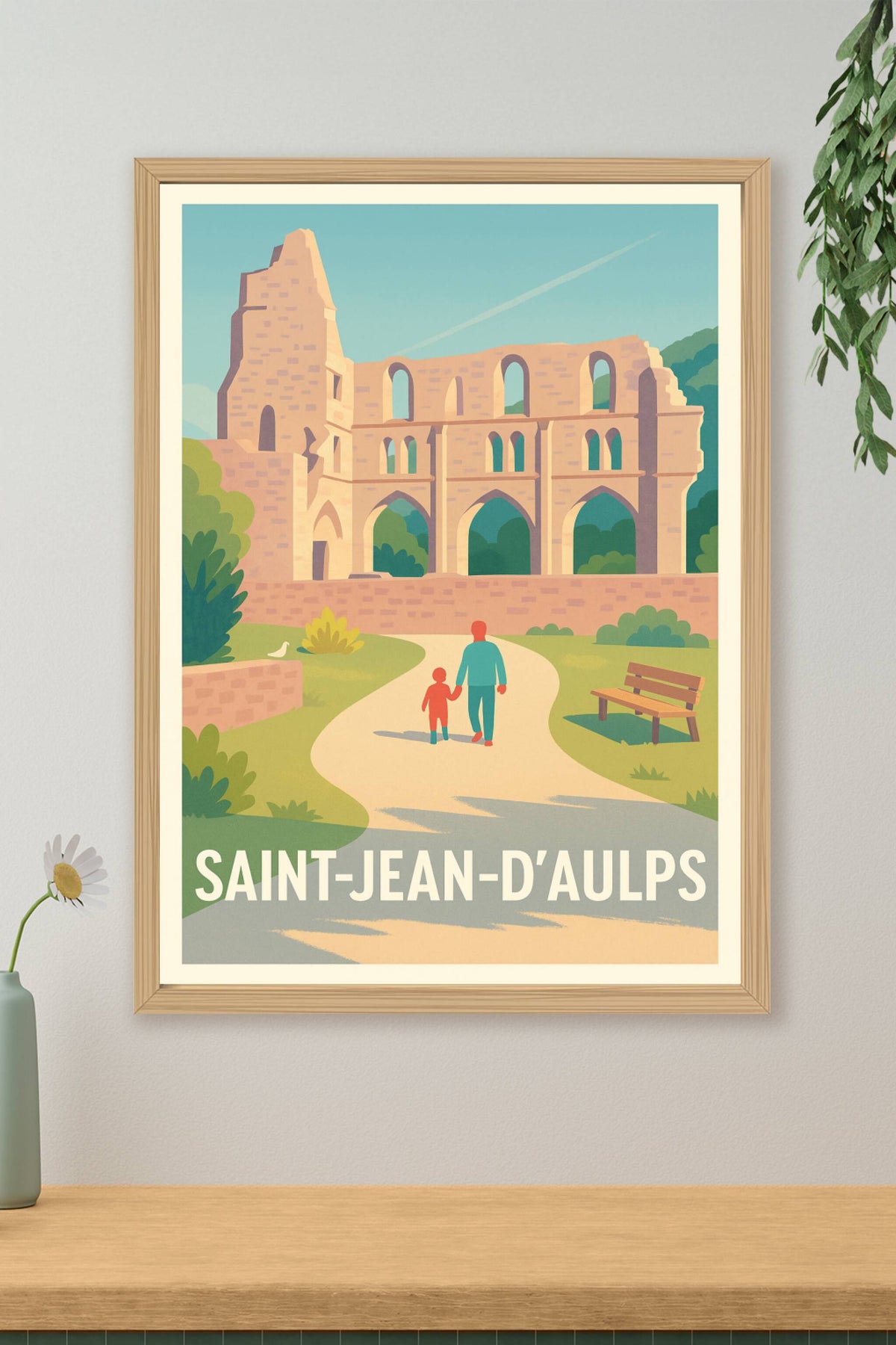 Affiche Saint-Jean-d'Aulps — Entre histoire et nature · poster d'art de Saint-Jean-d'Aulps