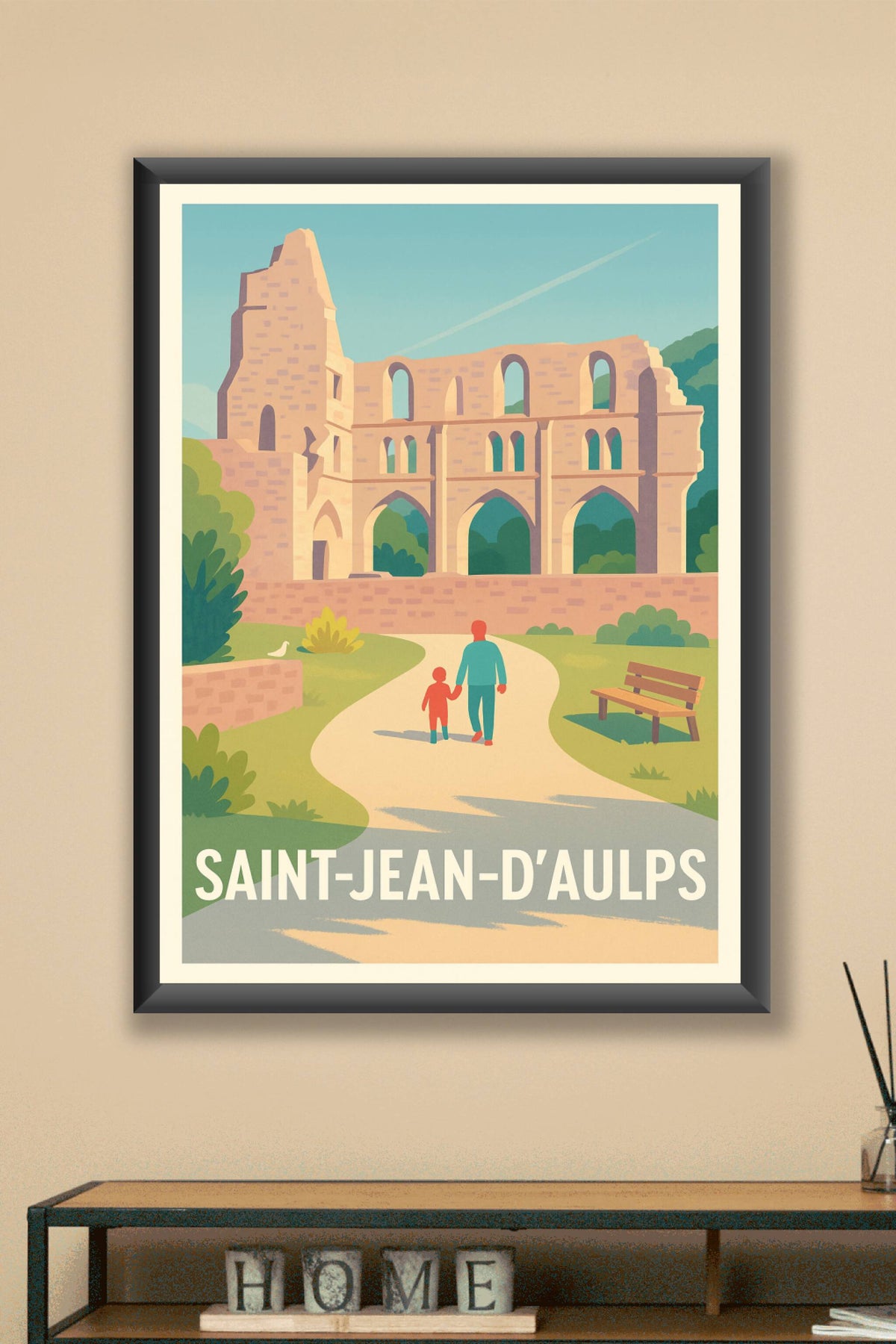 Affiche Saint-Jean-d'Aulps — Entre histoire et nature · poster d'art de Saint-Jean-d'Aulps