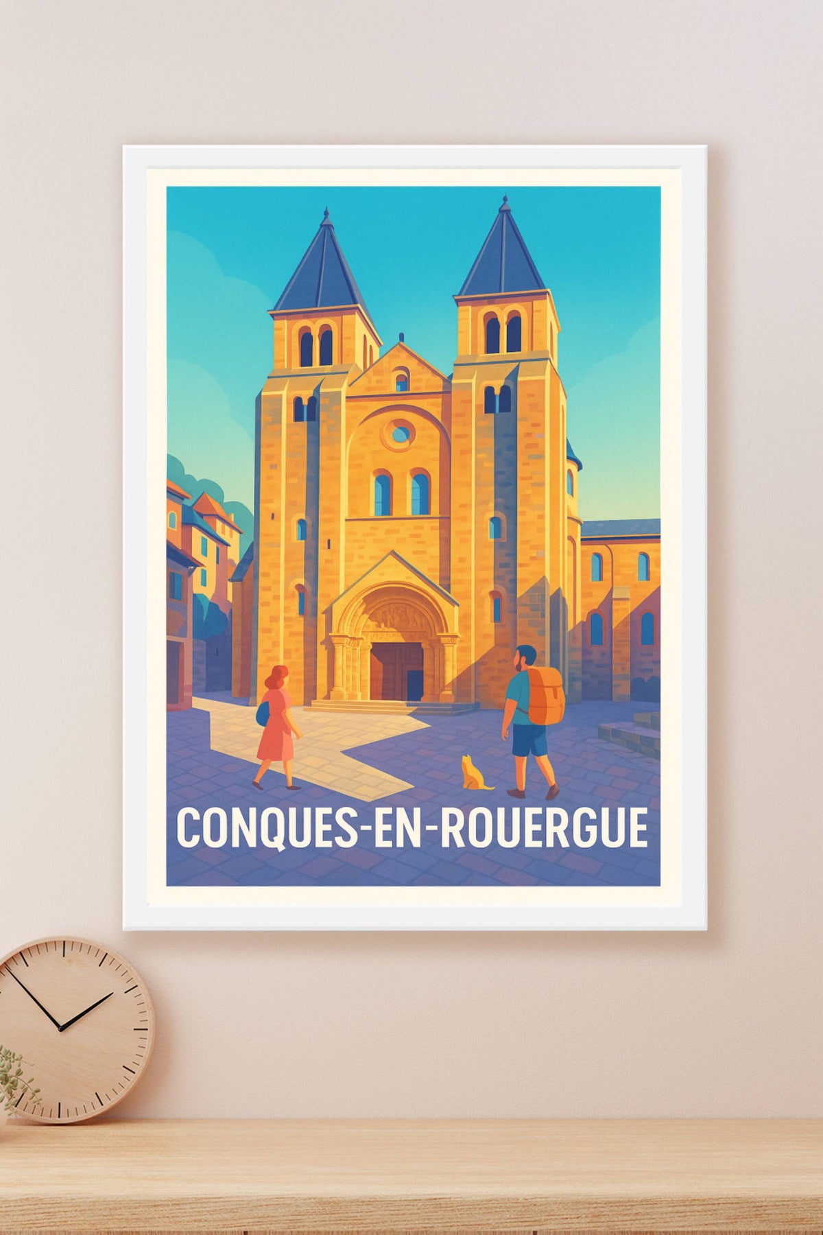 Affiche Conques-en-Rouergue — Invitation à la découverte médiévale · poster d'art de Conques-en-Rouergue