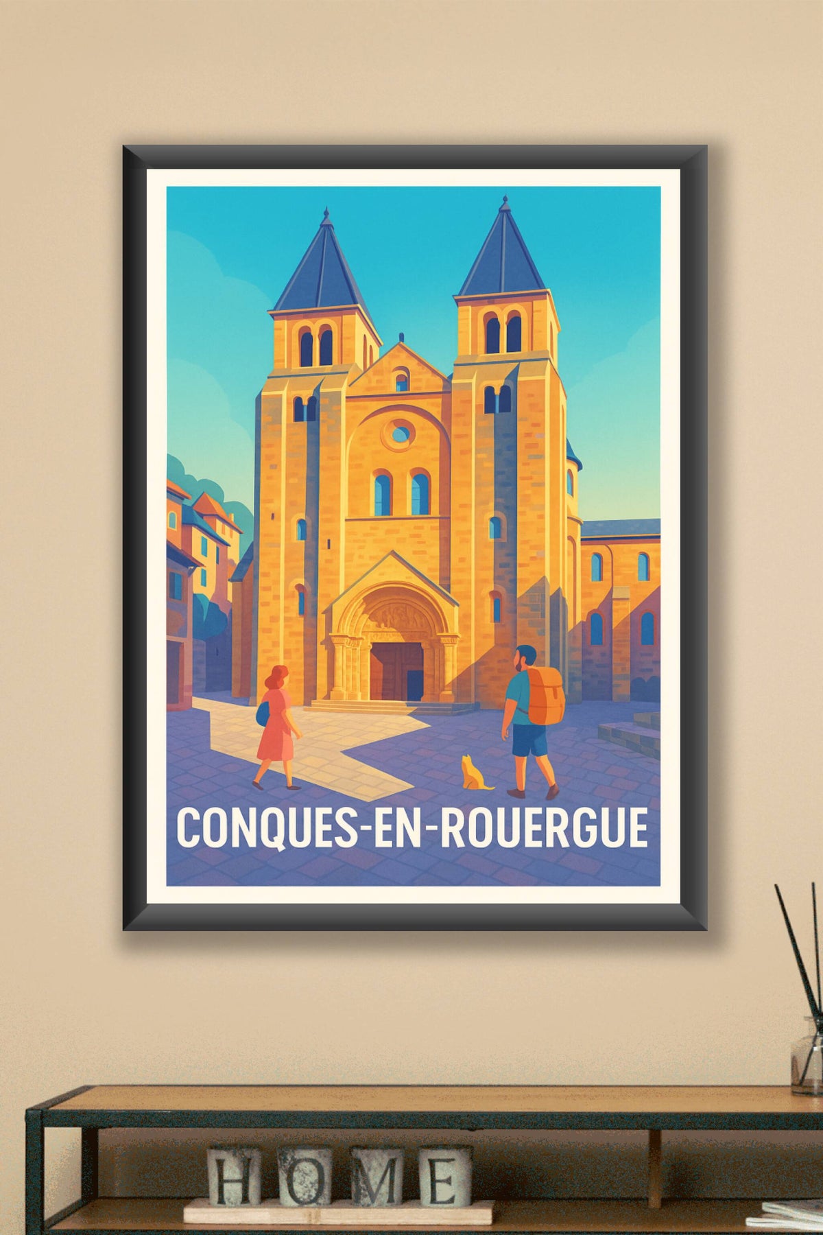 Affiche Conques-en-Rouergue — Invitation à la découverte médiévale · poster d'art de Conques-en-Rouergue