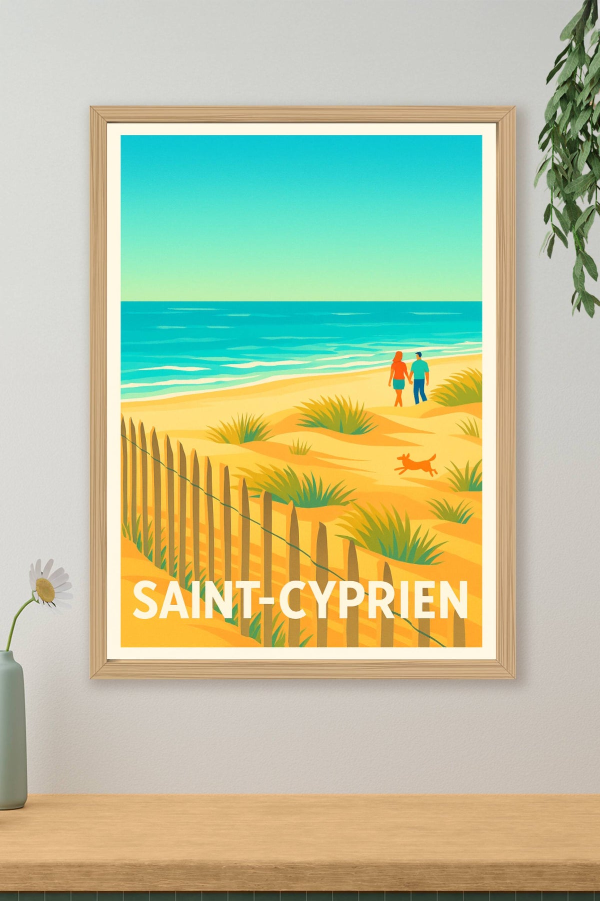 Affiche Saint-Cyprien — Promenade au bord de la Méditerranée · poster d'art de Saint-Cyprien