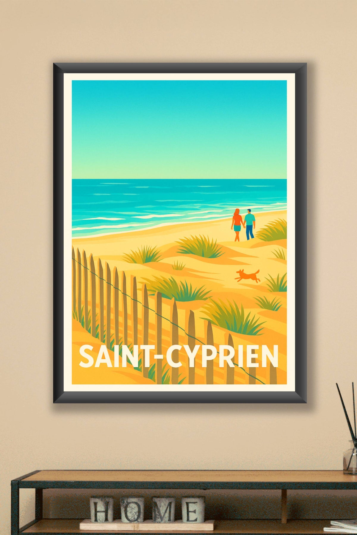 Affiche Saint-Cyprien — Promenade au bord de la Méditerranée · poster d'art de Saint-Cyprien