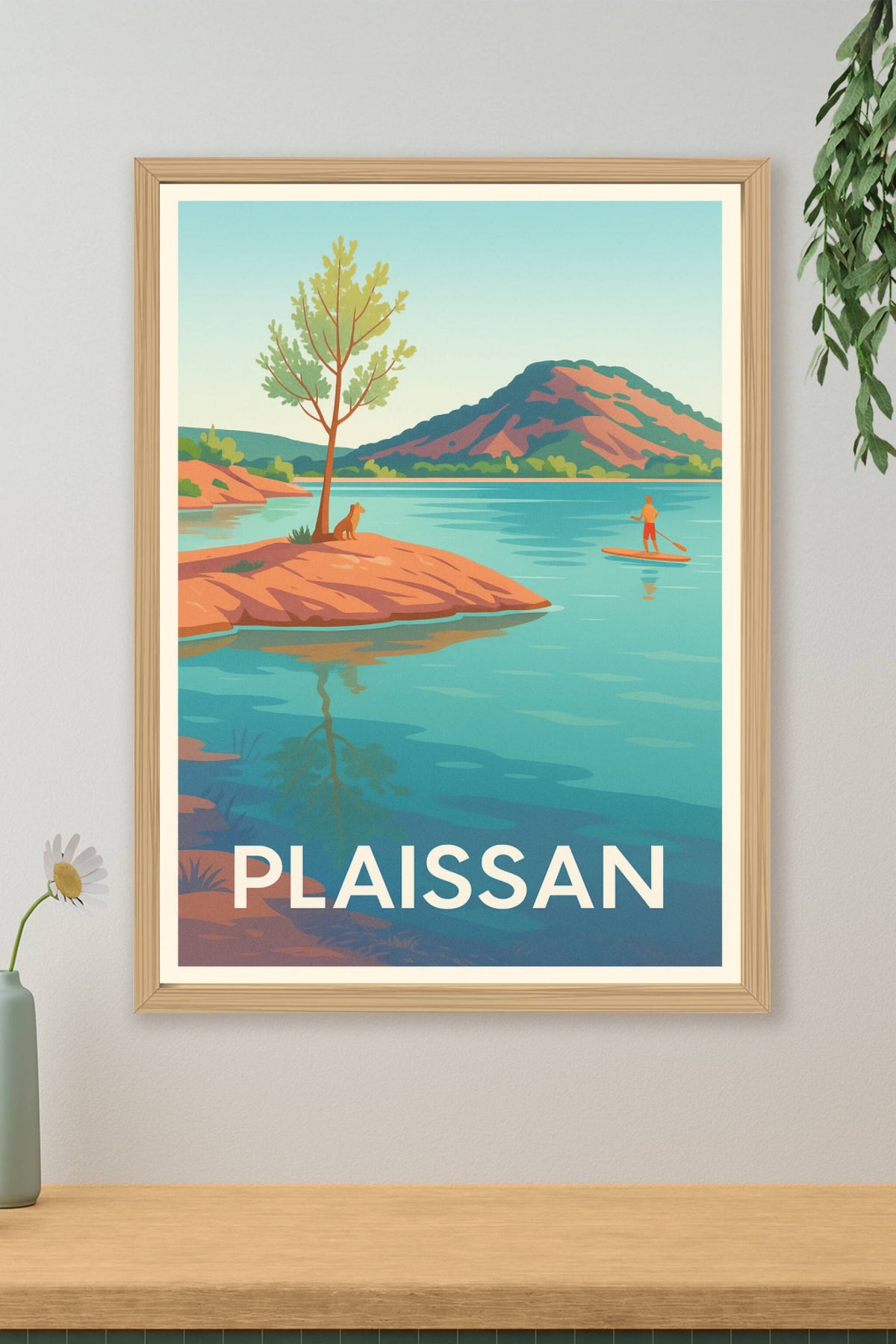 Affiche Plaissan — Invitation à la quiétude au bord de l'eau · poster d'art de Plaissan