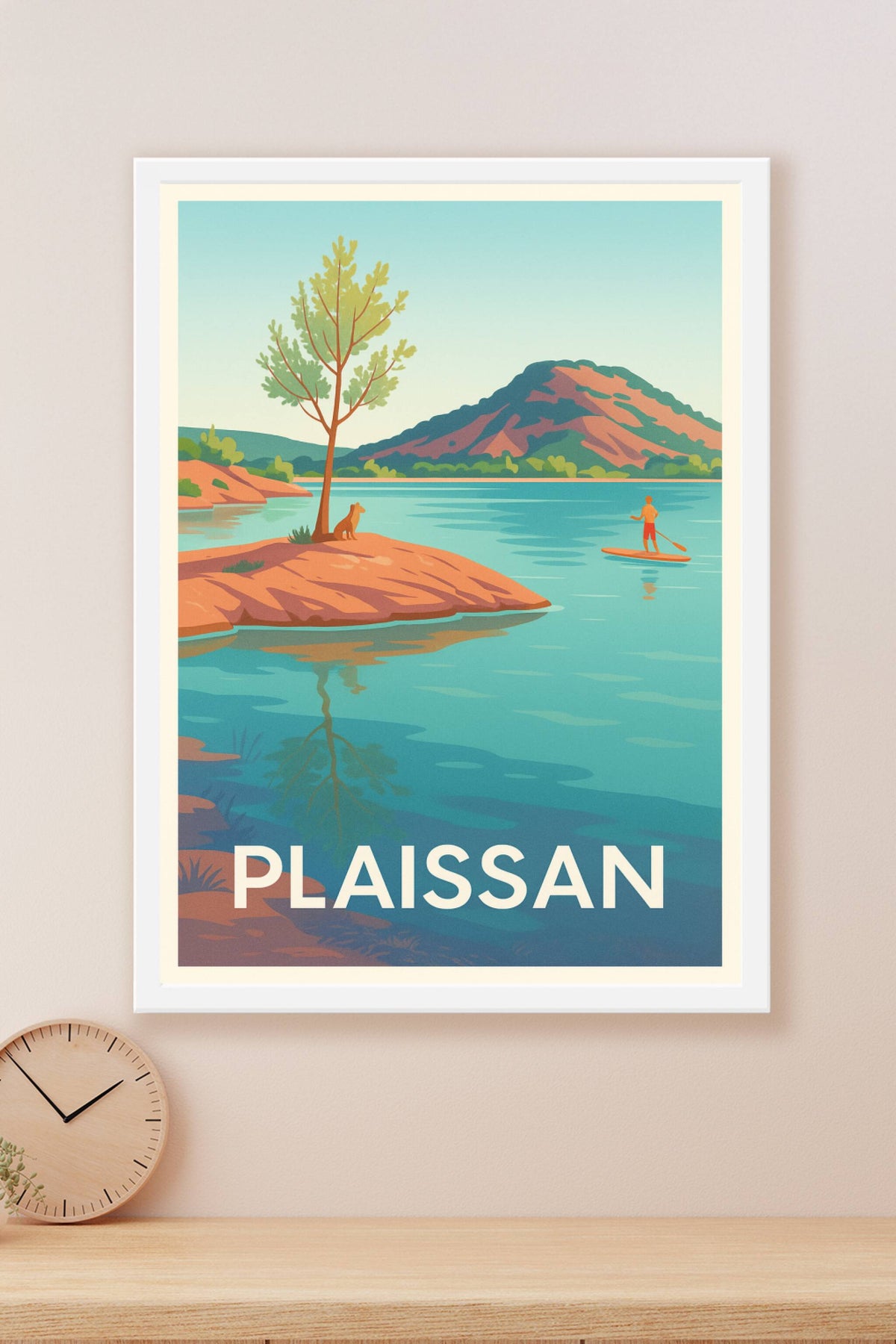 Affiche Plaissan — Invitation à la quiétude au bord de l'eau · poster d'art de Plaissan