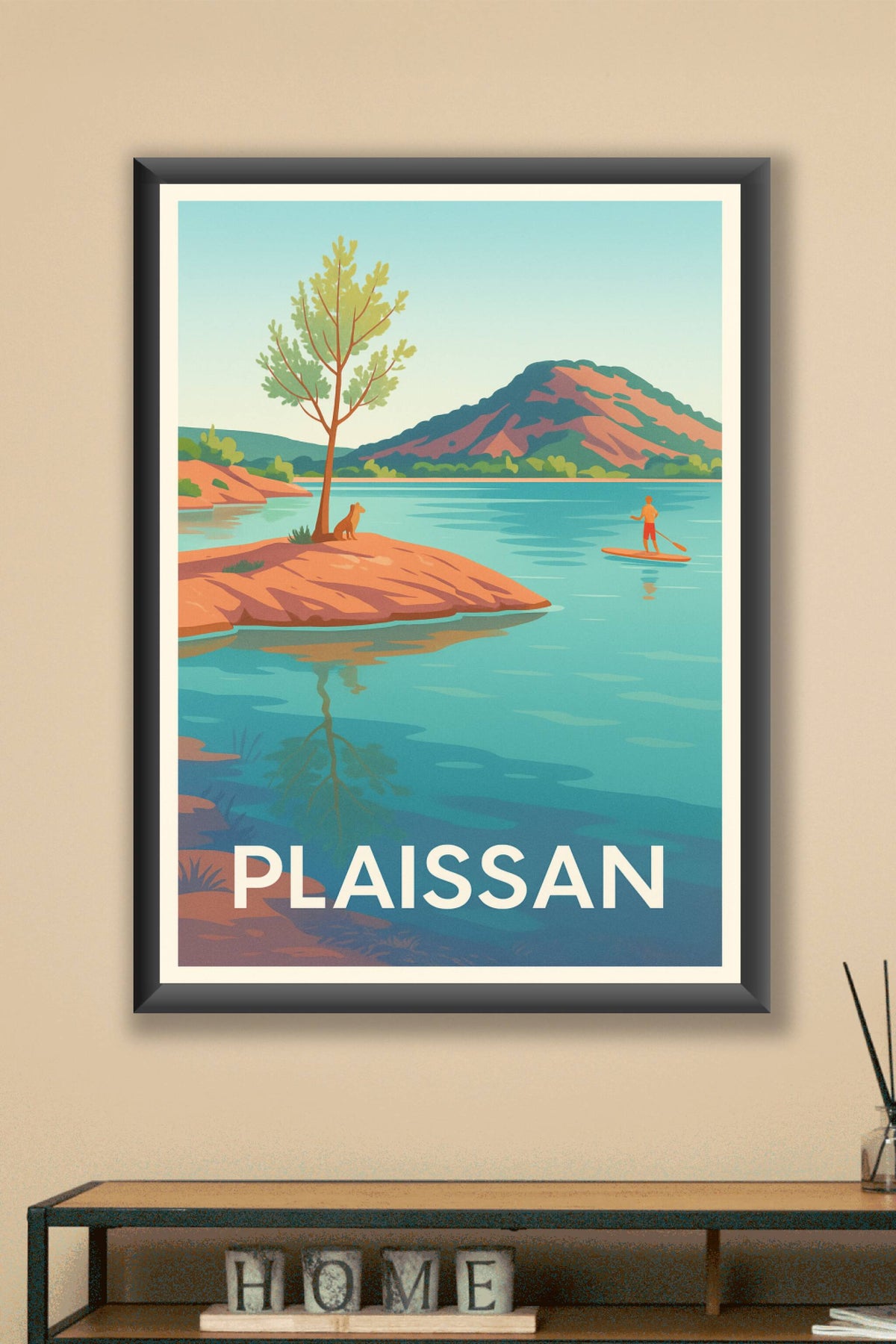 Affiche Plaissan — Invitation à la quiétude au bord de l'eau · poster d'art de Plaissan