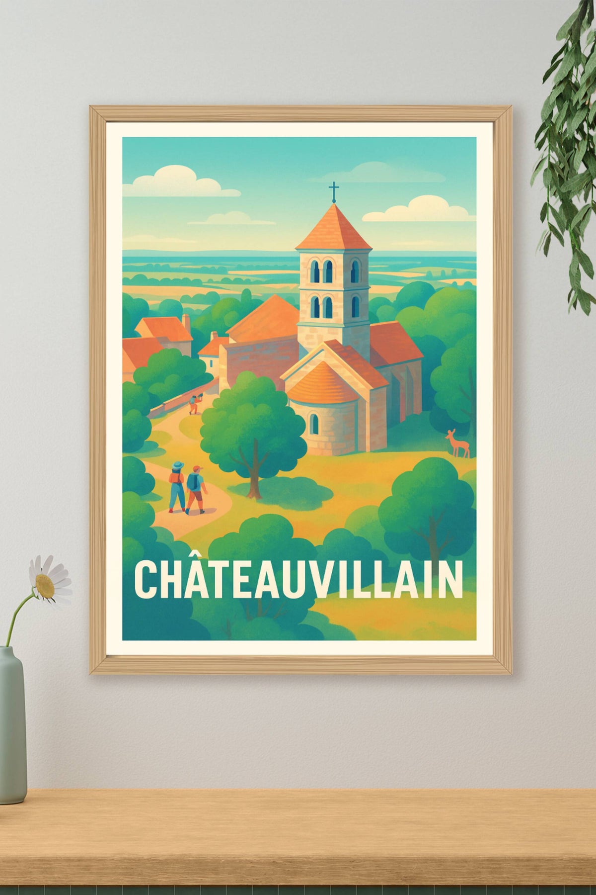 Affiche Châteauvillain — Charme rural et sérénité champêtre · poster d'art de Châteauvillain