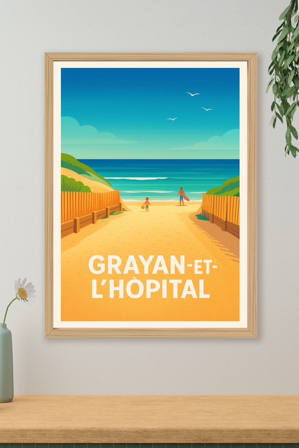 Affiche Grayan-et-l'Hôpital — Escapade balnéaire en douceur · poster d'art de Grayan-et-l'Hôpital