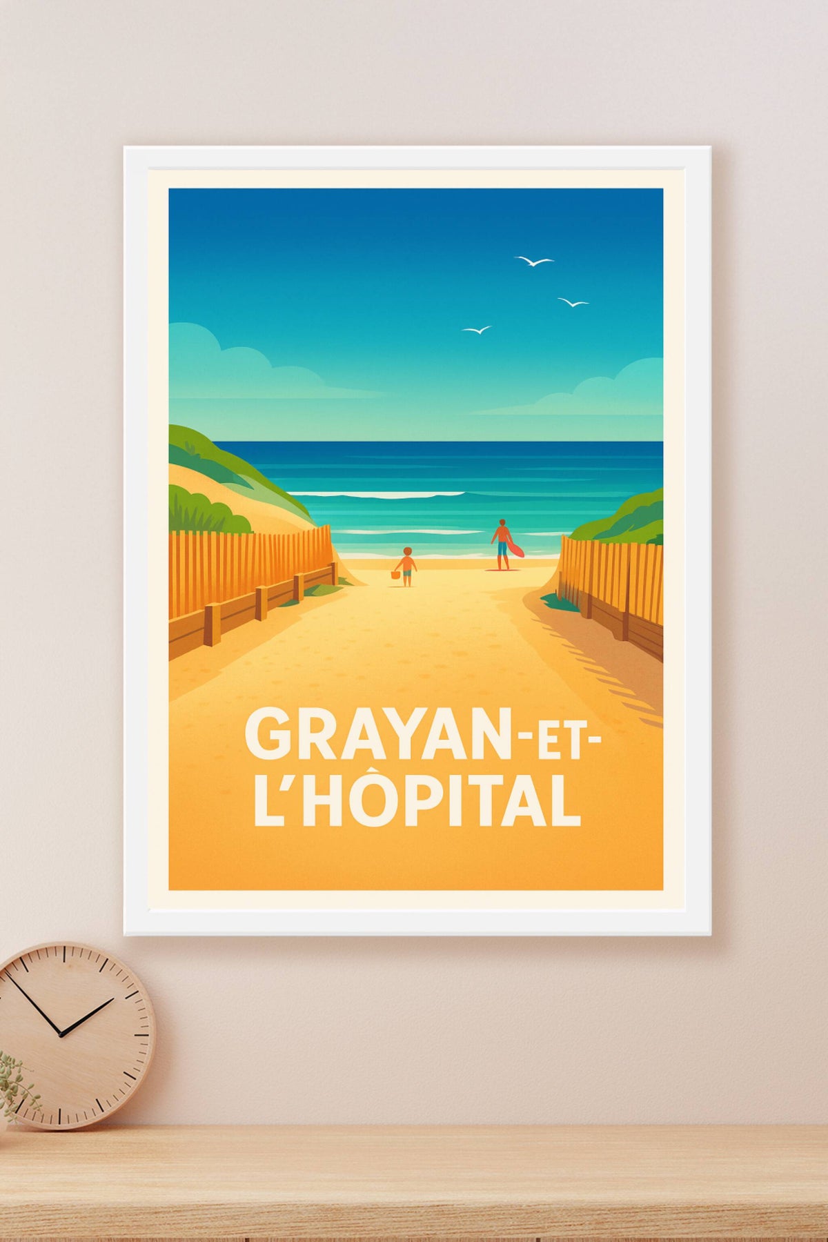 Affiche Grayan-et-l'Hôpital — Escapade balnéaire en douceur · poster d'art de Grayan-et-l'Hôpital
