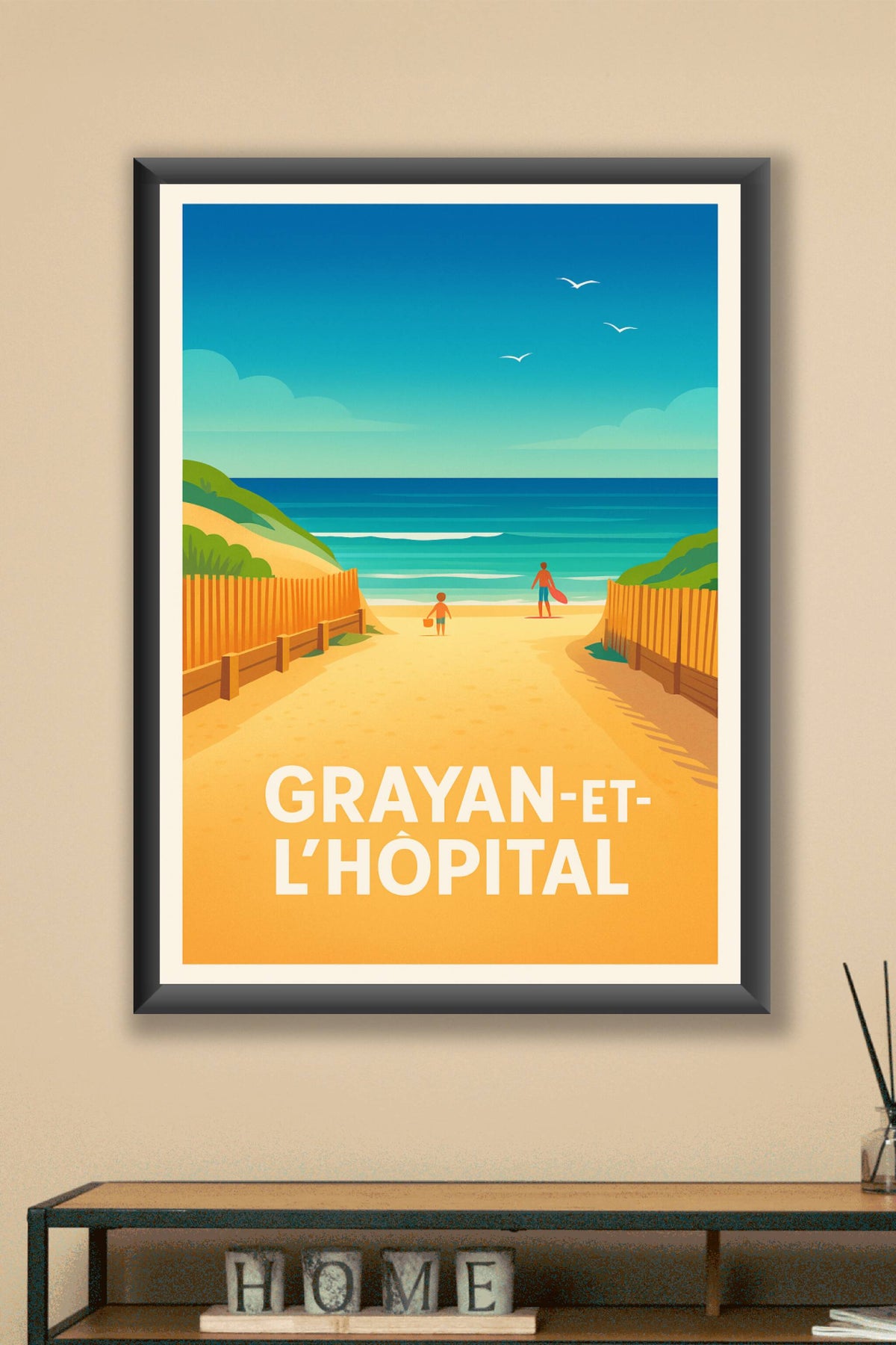 Affiche Grayan-et-l'Hôpital — Escapade balnéaire en douceur · poster d'art de Grayan-et-l'Hôpital