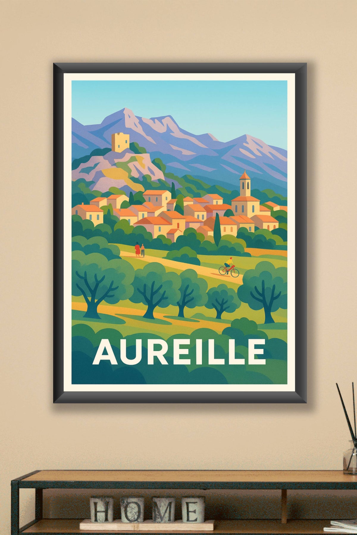 Affiche Aureille — Charme Provençal entre Montagnes et Verdures · poster d'art de Aureille