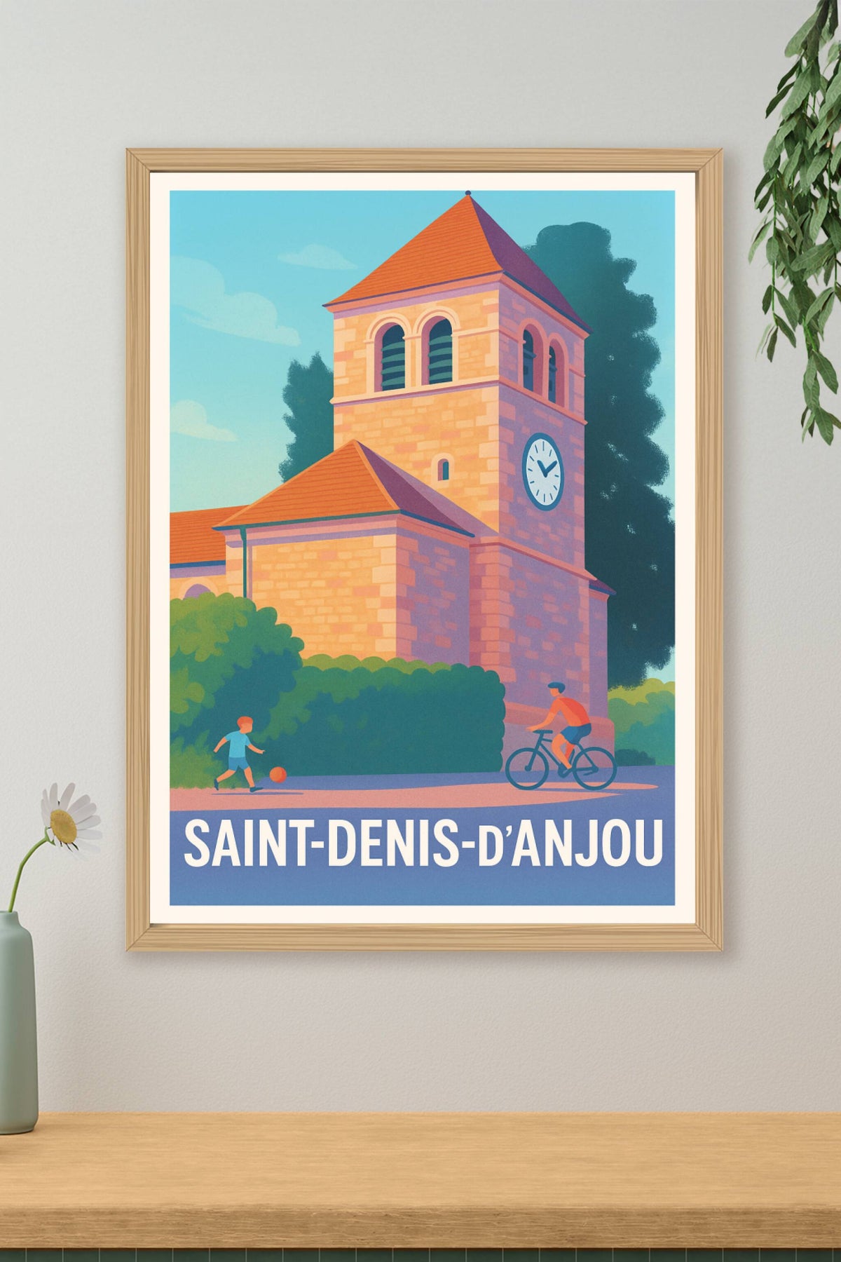 Affiche Saint-Denis-d'Anjou — Charme et Sérénité au Cœur du Village · poster d'art de Saint-Denis-d'Anjou