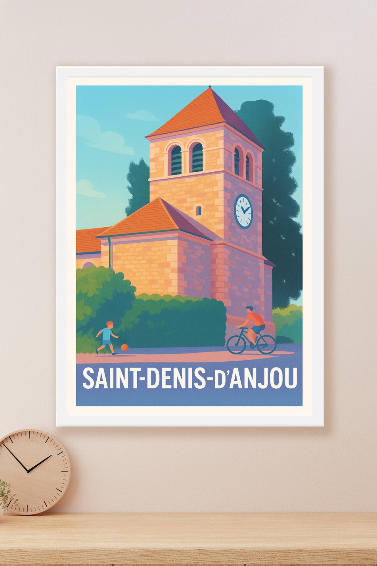 Affiche Saint-Denis-d'Anjou — Charme et Sérénité au Cœur du Village · poster d'art de Saint-Denis-d'Anjou