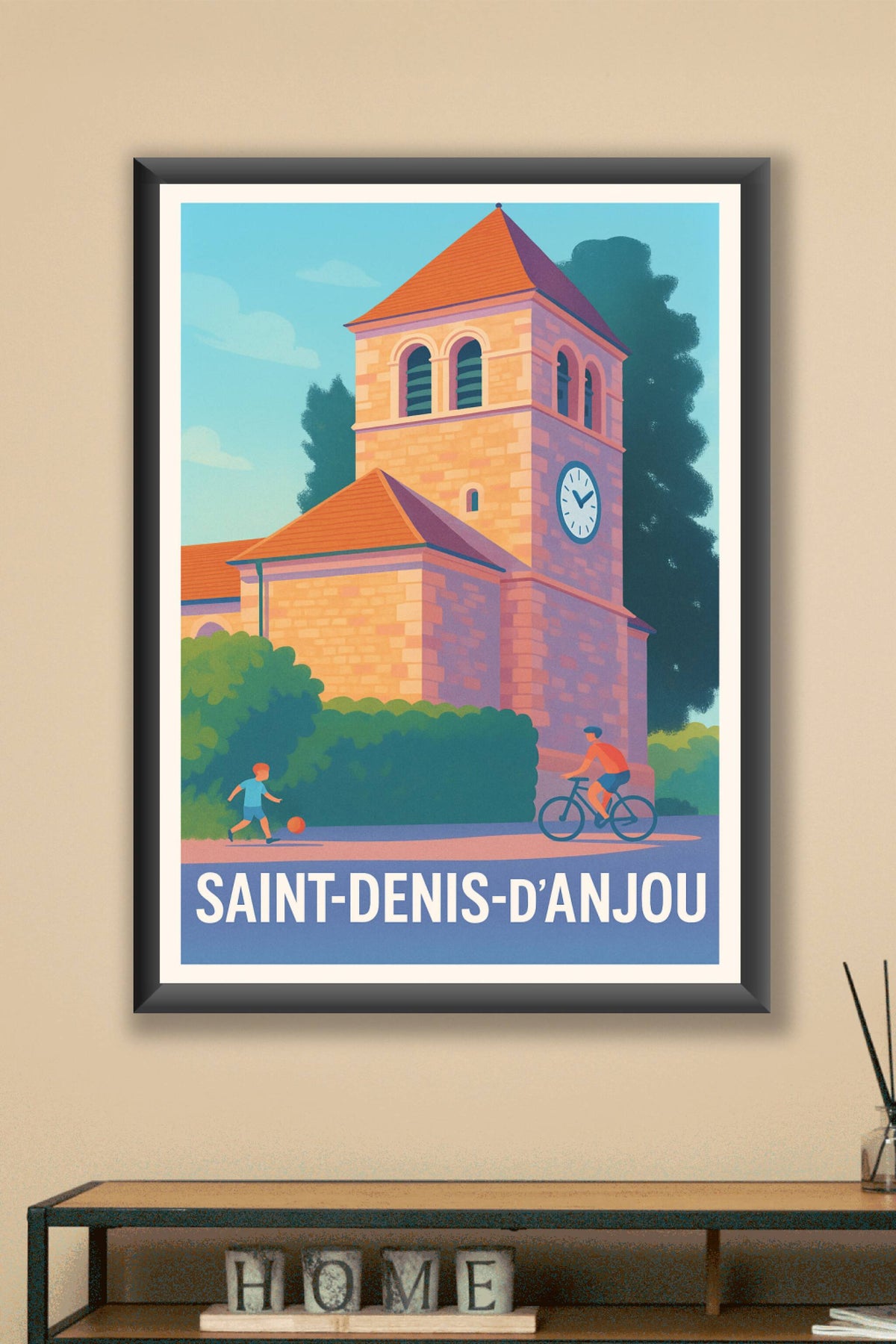 Affiche Saint-Denis-d'Anjou — Charme et Sérénité au Cœur du Village · poster d'art de Saint-Denis-d'Anjou