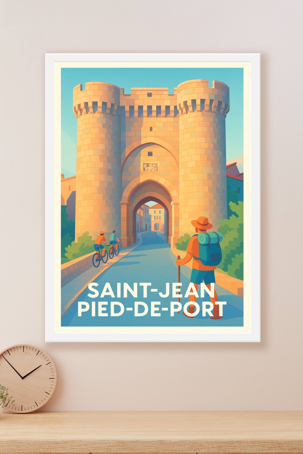 Affiche Saint-Jean-Pied-de-Port — Porte vers l'aventure historique · poster d'art de Saint-Jean-Pied-de-Port