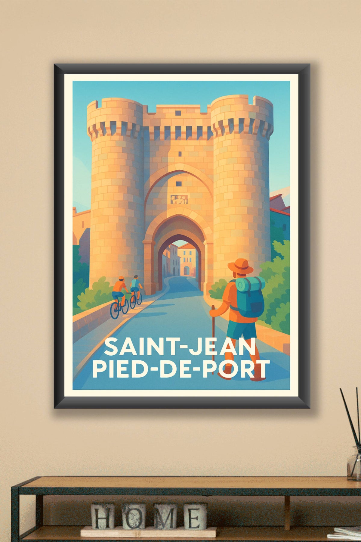 Affiche Saint-Jean-Pied-de-Port — Porte vers l'aventure historique · poster d'art de Saint-Jean-Pied-de-Port