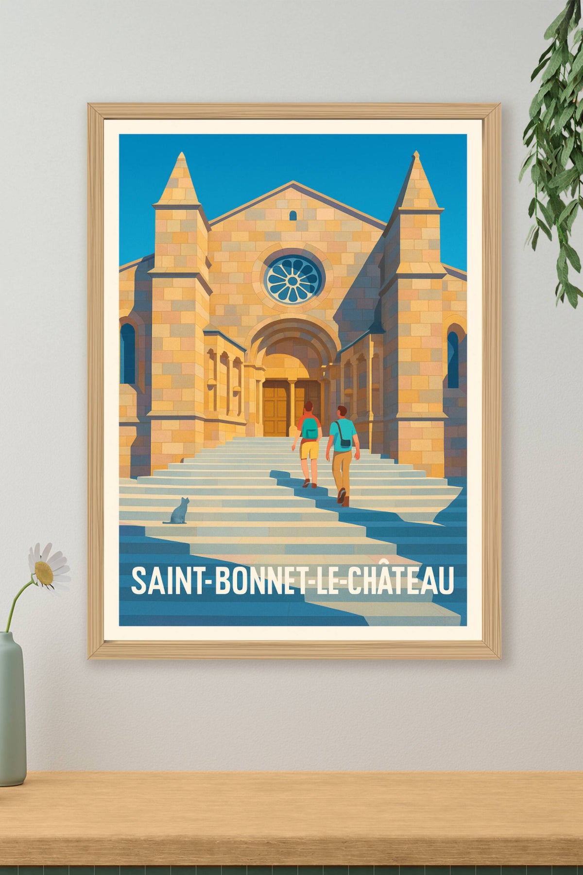Affiche Saint-Bonnet-le-Château — Escapade historique à l'église emblématique · poster d'art de Saint-Bonnet-le-Château
